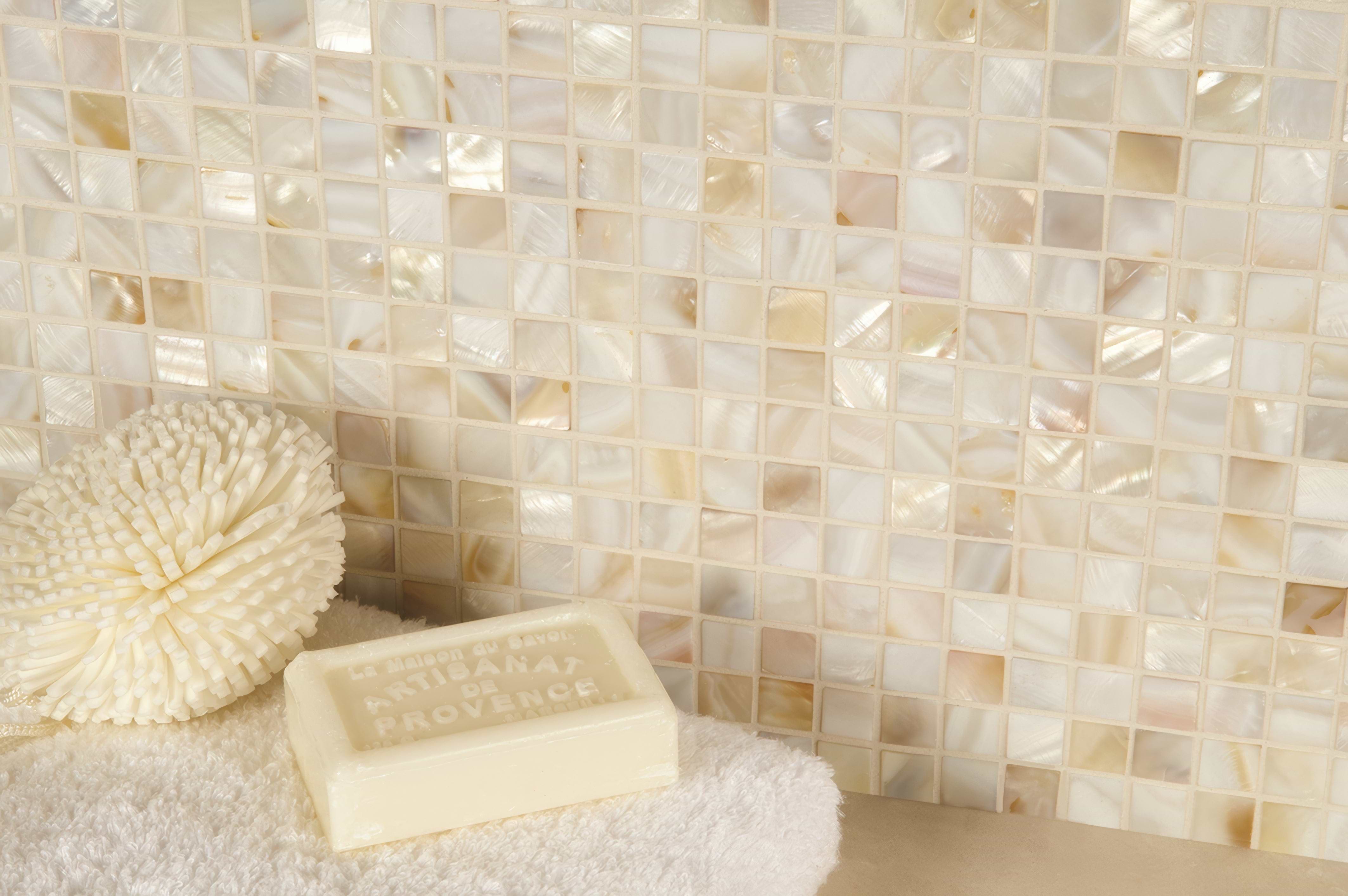 Siminetti mother-of-pearl mosaic tiles stocked by Hyperion Tiles