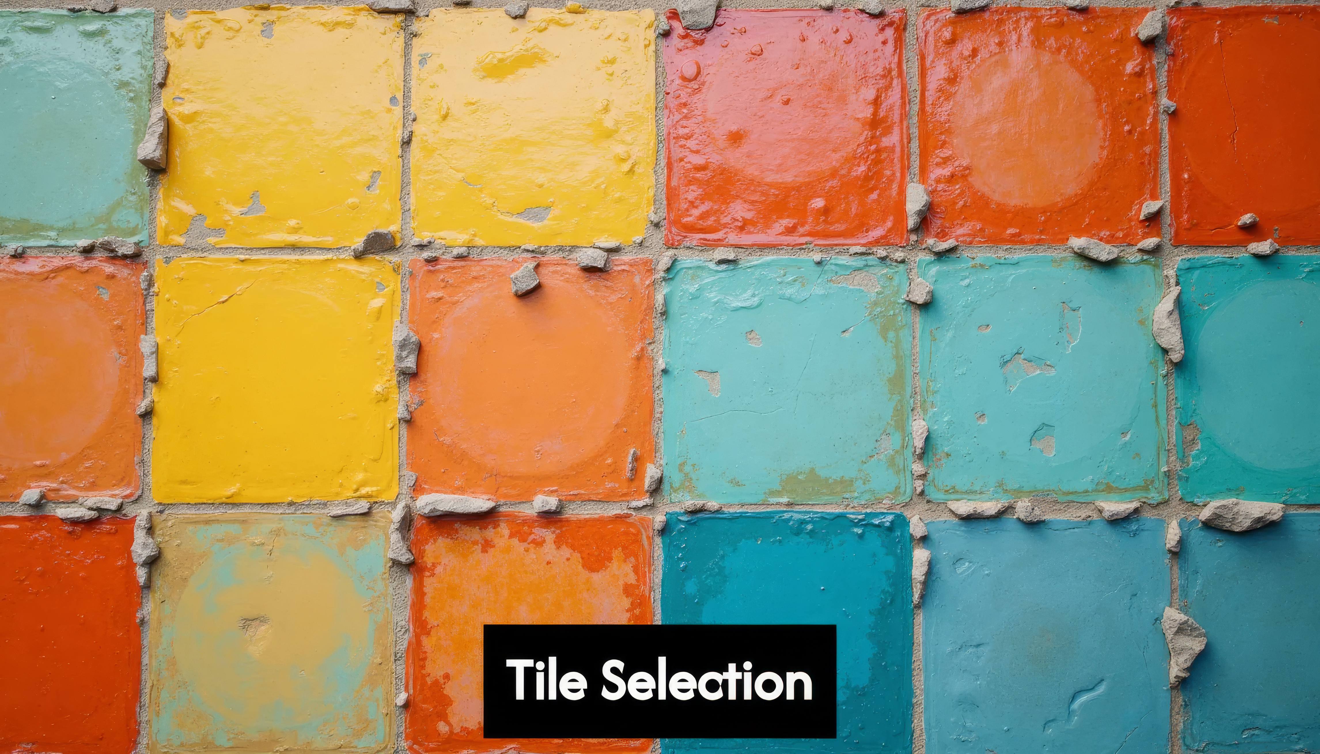 Assorted colorful tiles in different shapes and textures