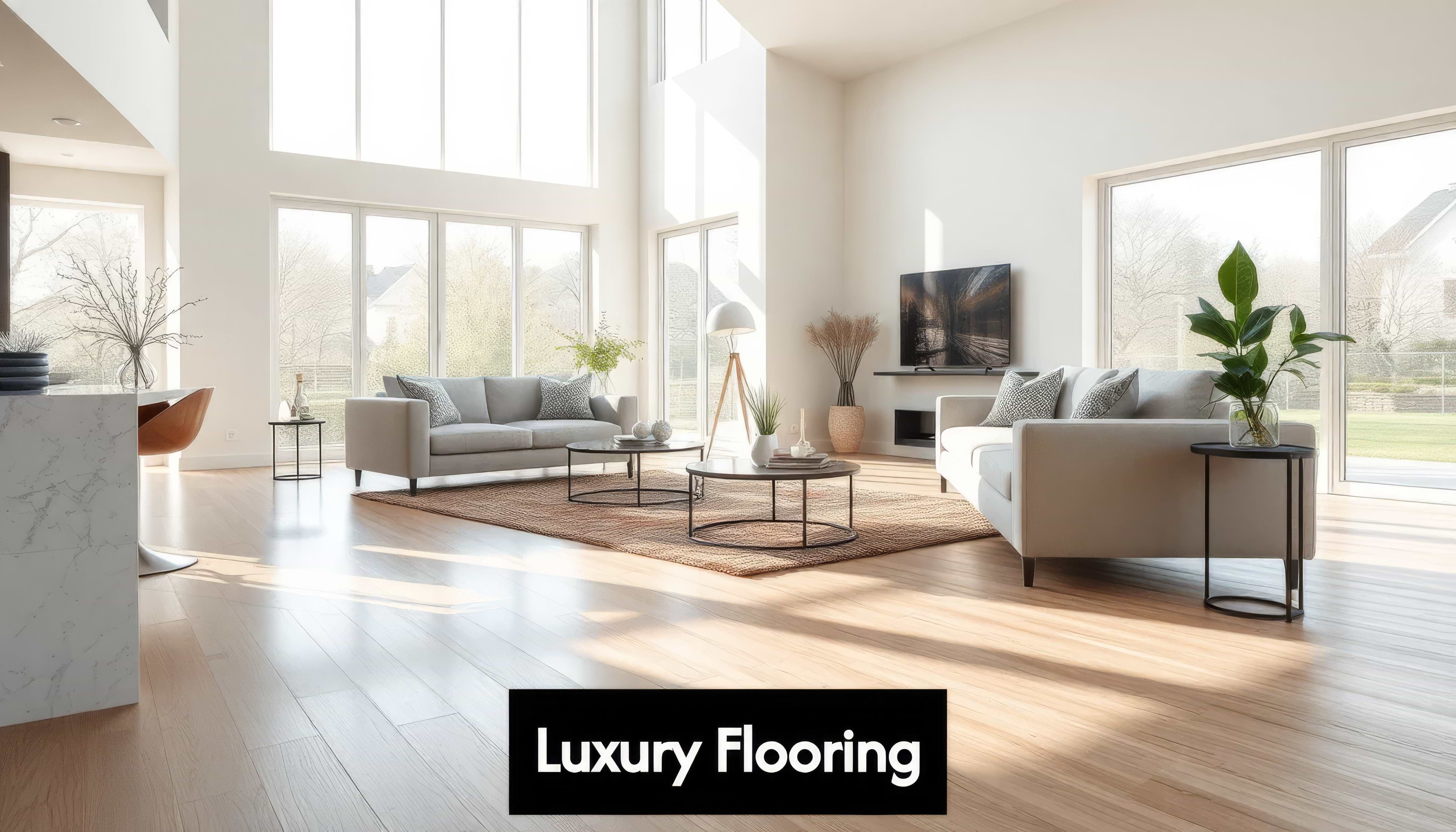 Bright interior with luxury marble and wood floors