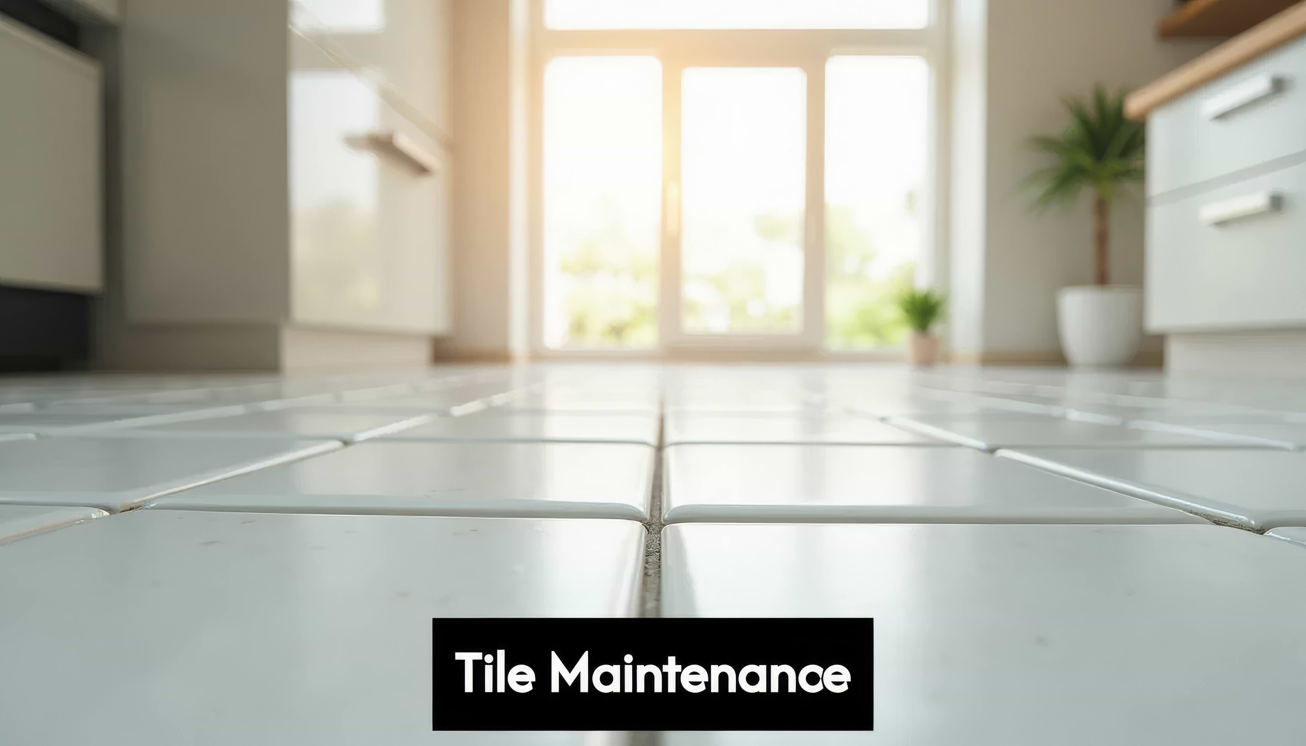 Close up of a clean tile floor with maintained grout.