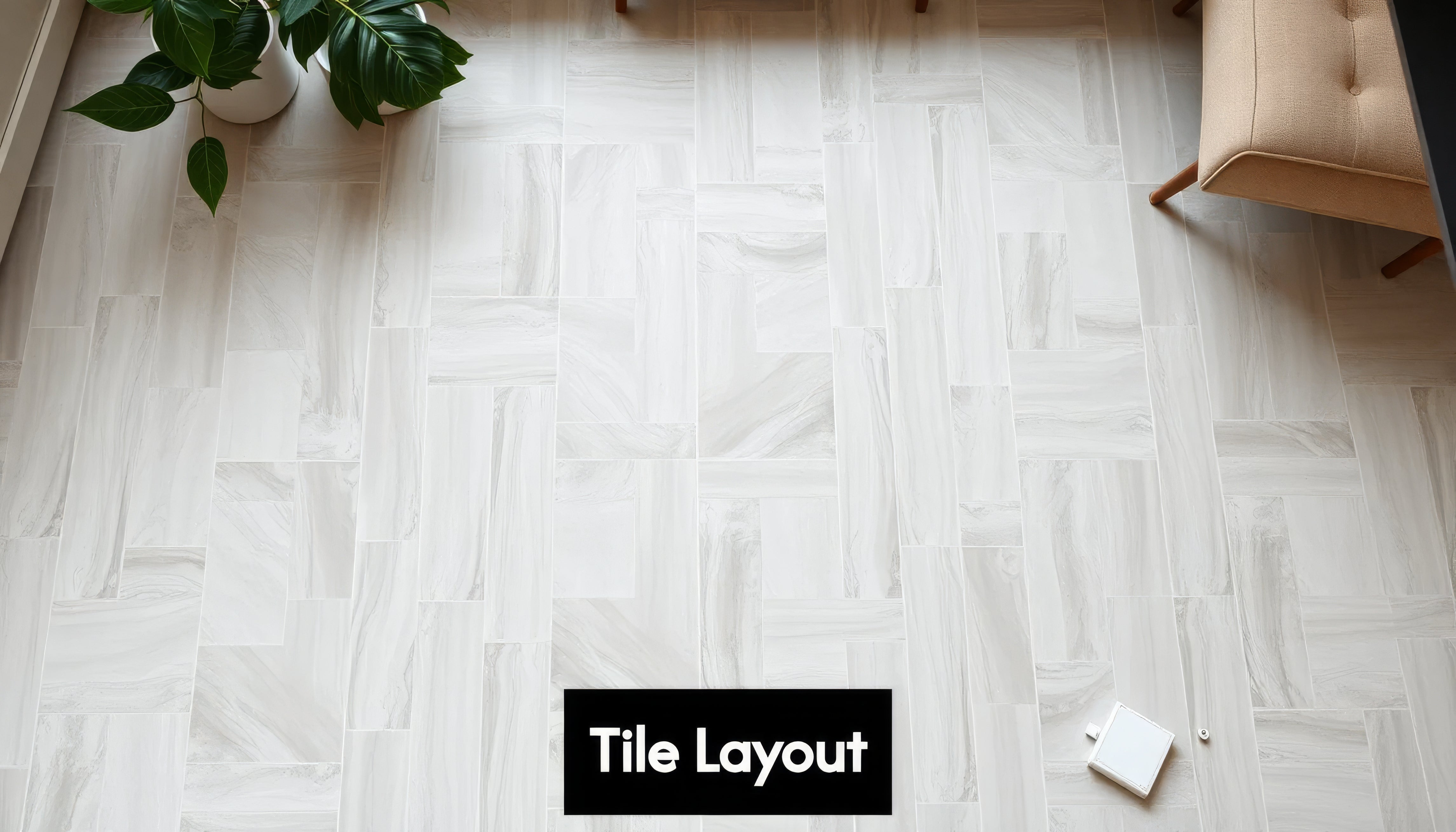 Herringbone tile floor layout example