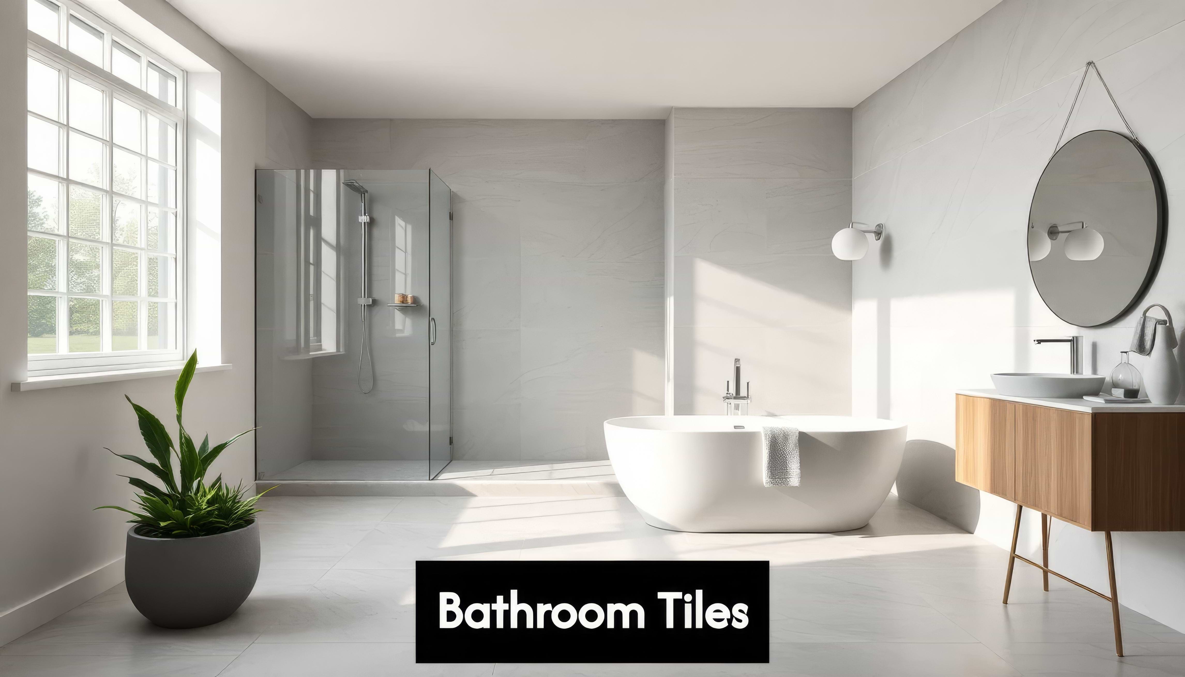 Modern bathroom with stylish tiles and natural light