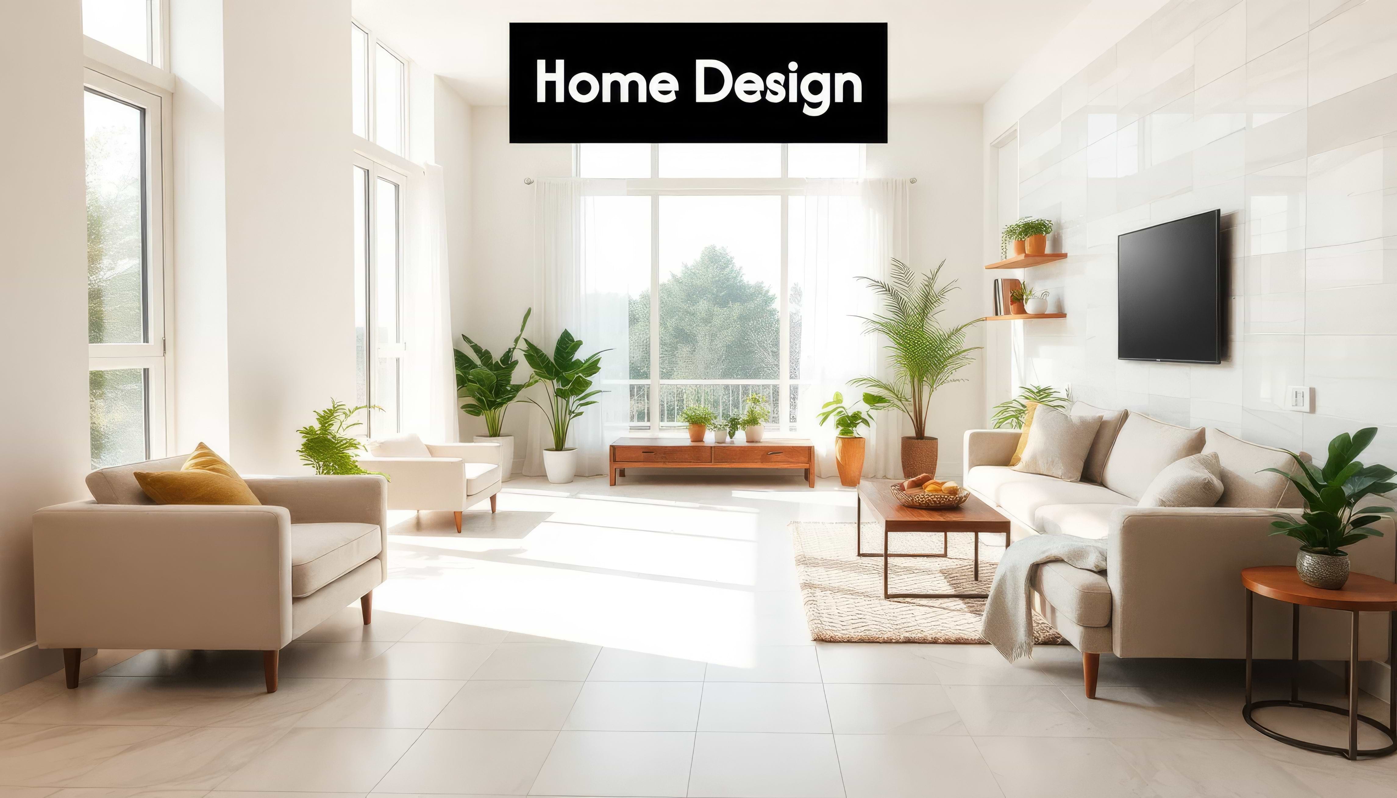 Modern living room with large tile floor and wall