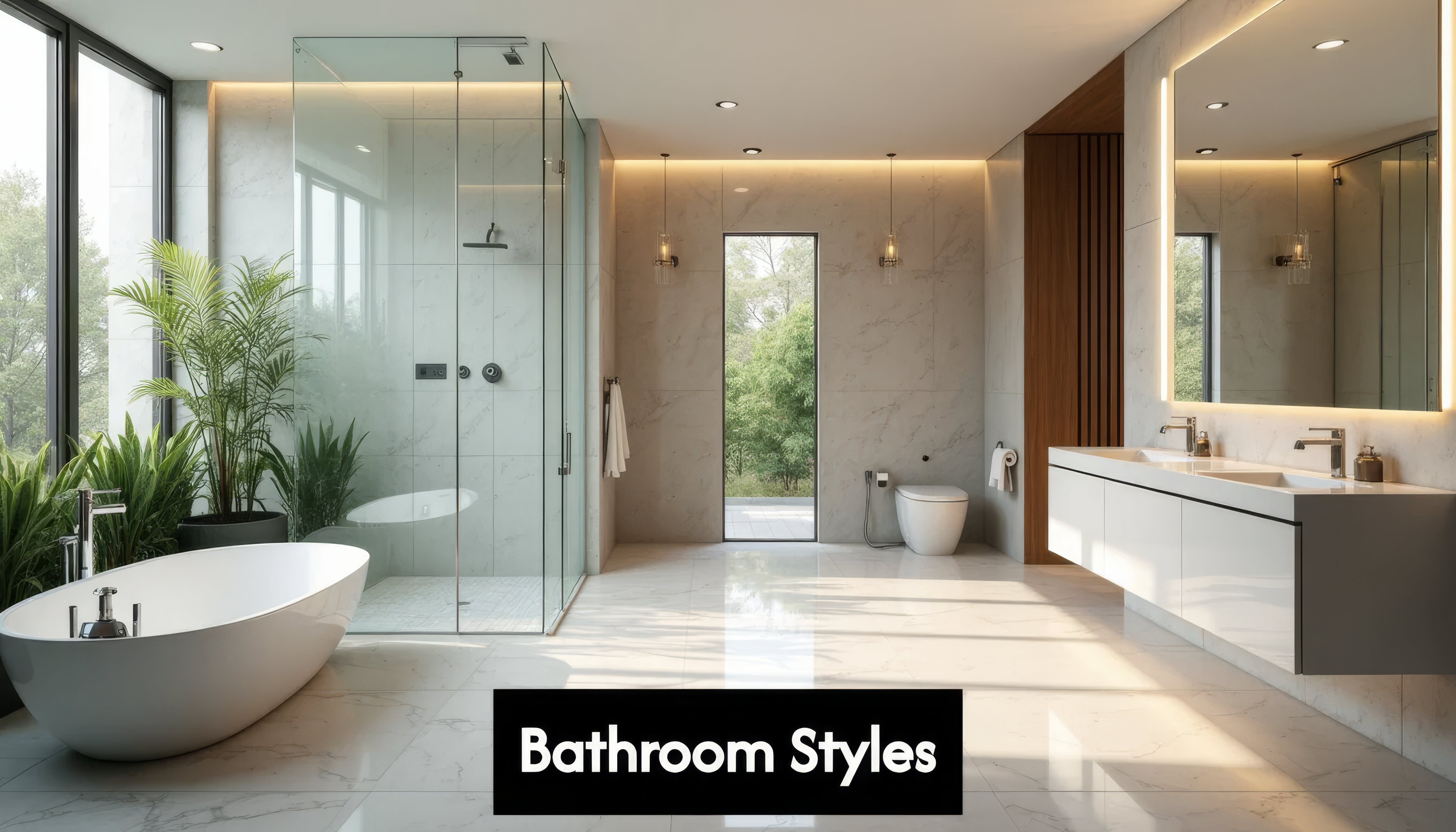 Modern spa-inspired bathroom with natural materials