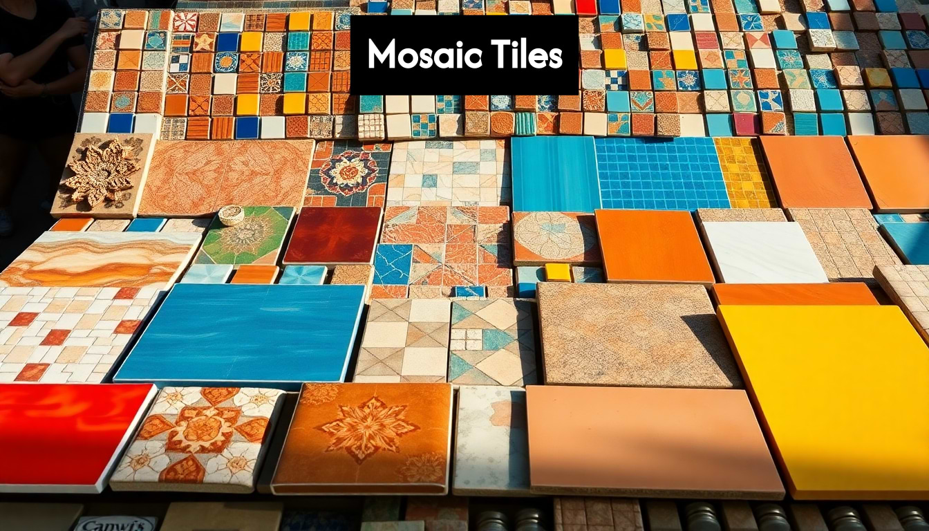 Collection of vibrant mosaic tiles