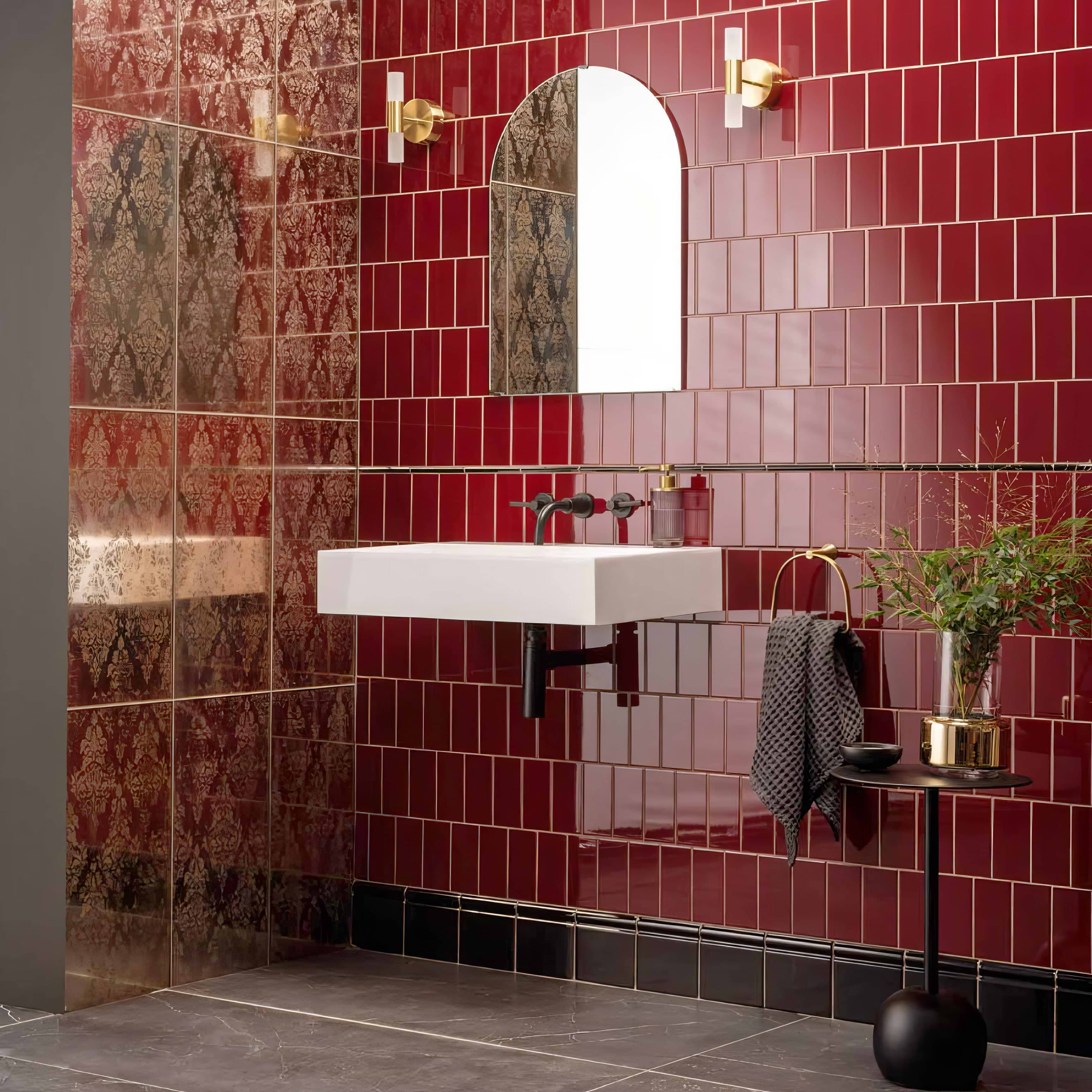 Burgundy Half Tile - Hyperion Tiles