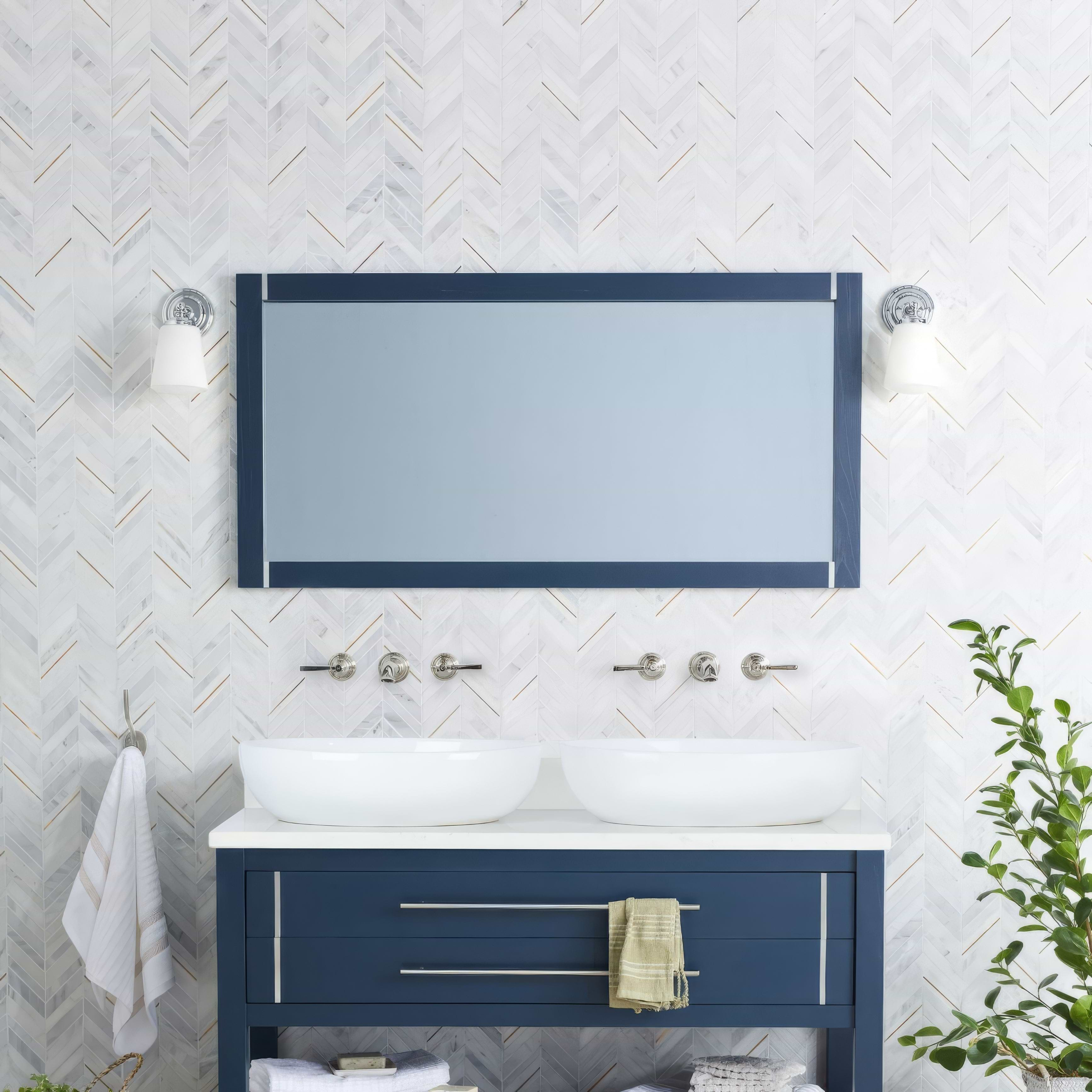 East Hampton White Chevron Mosaic