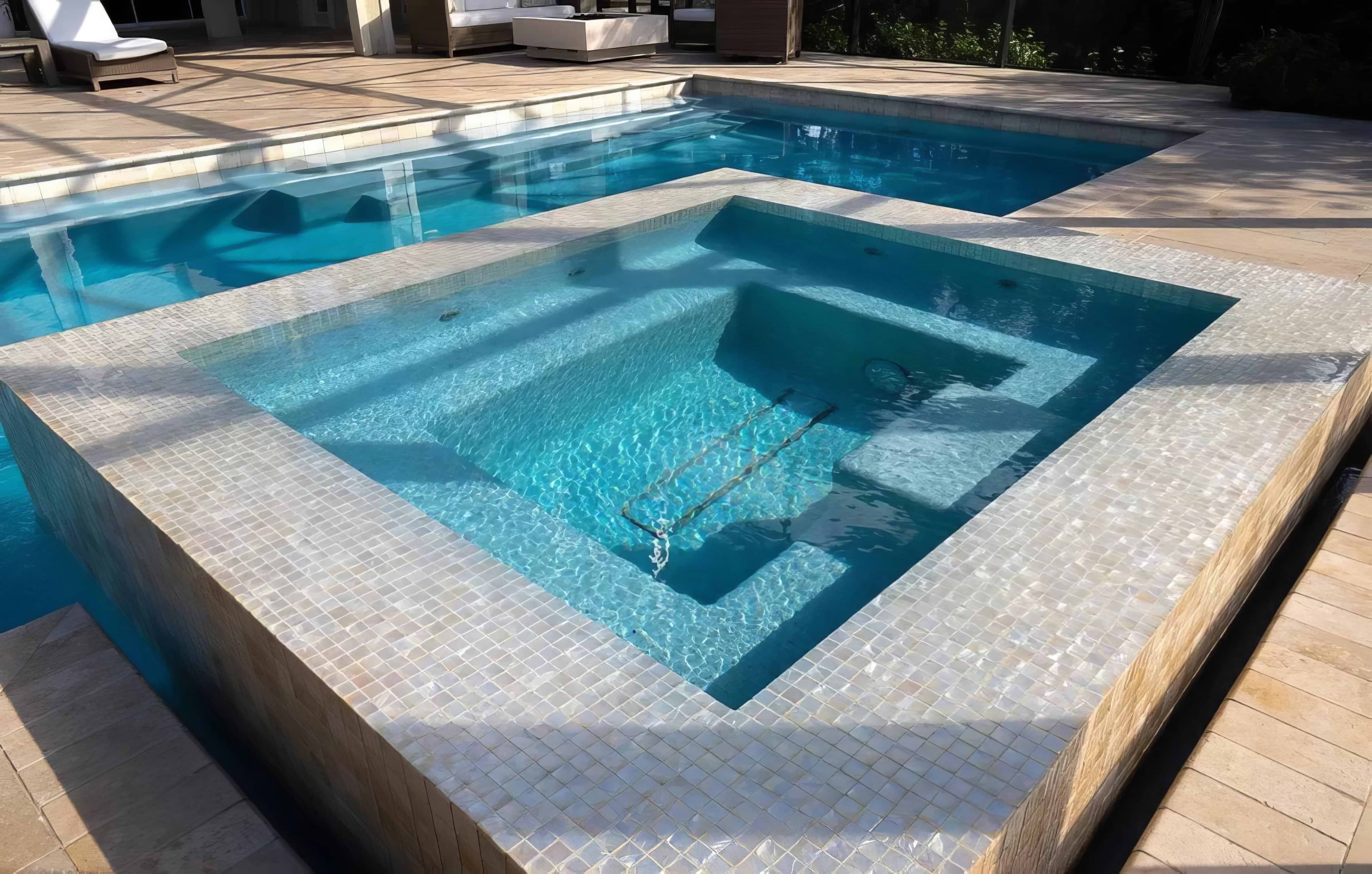 Modern Blue Mosaic Pool Design Discovering Unexpected Spaces: