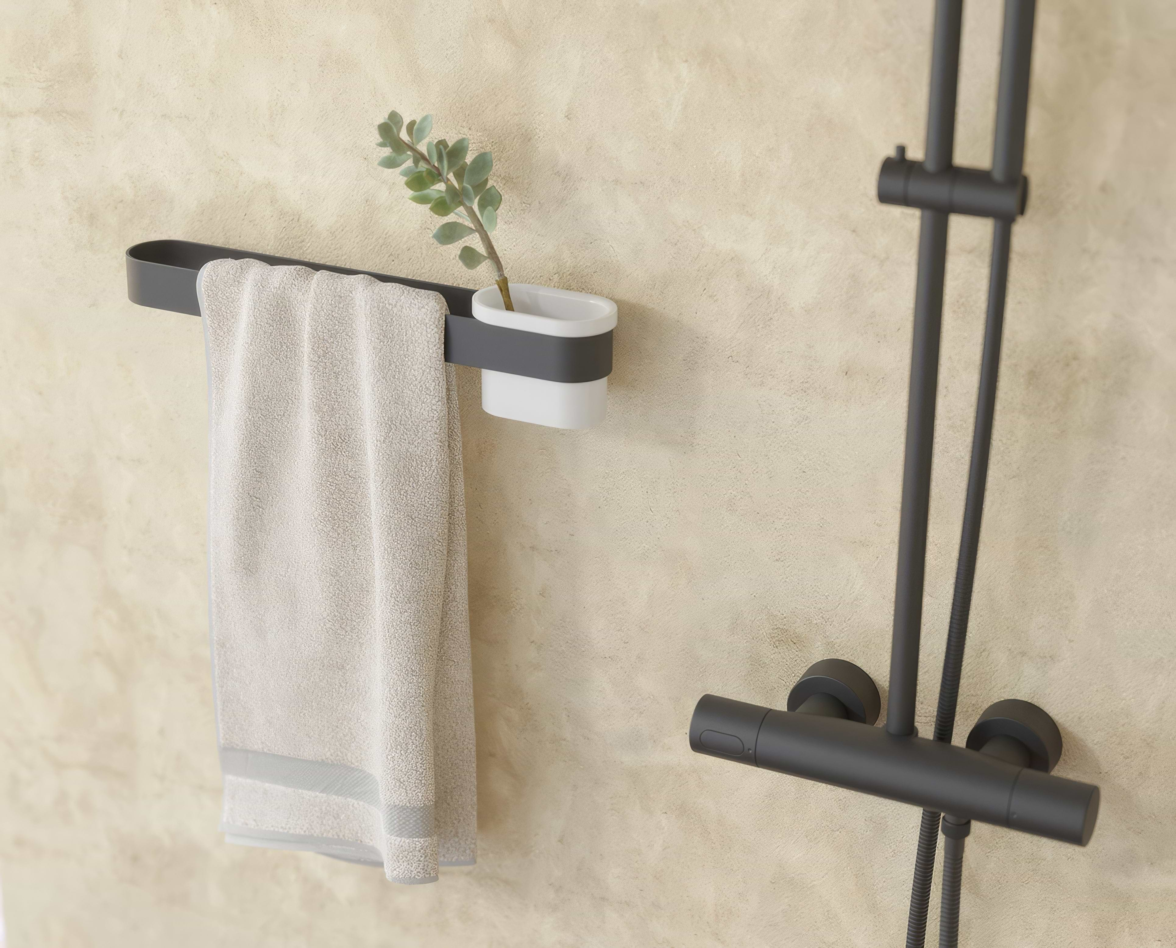 S5 Towel Rail 30cm – Black - Hyperion Tiles