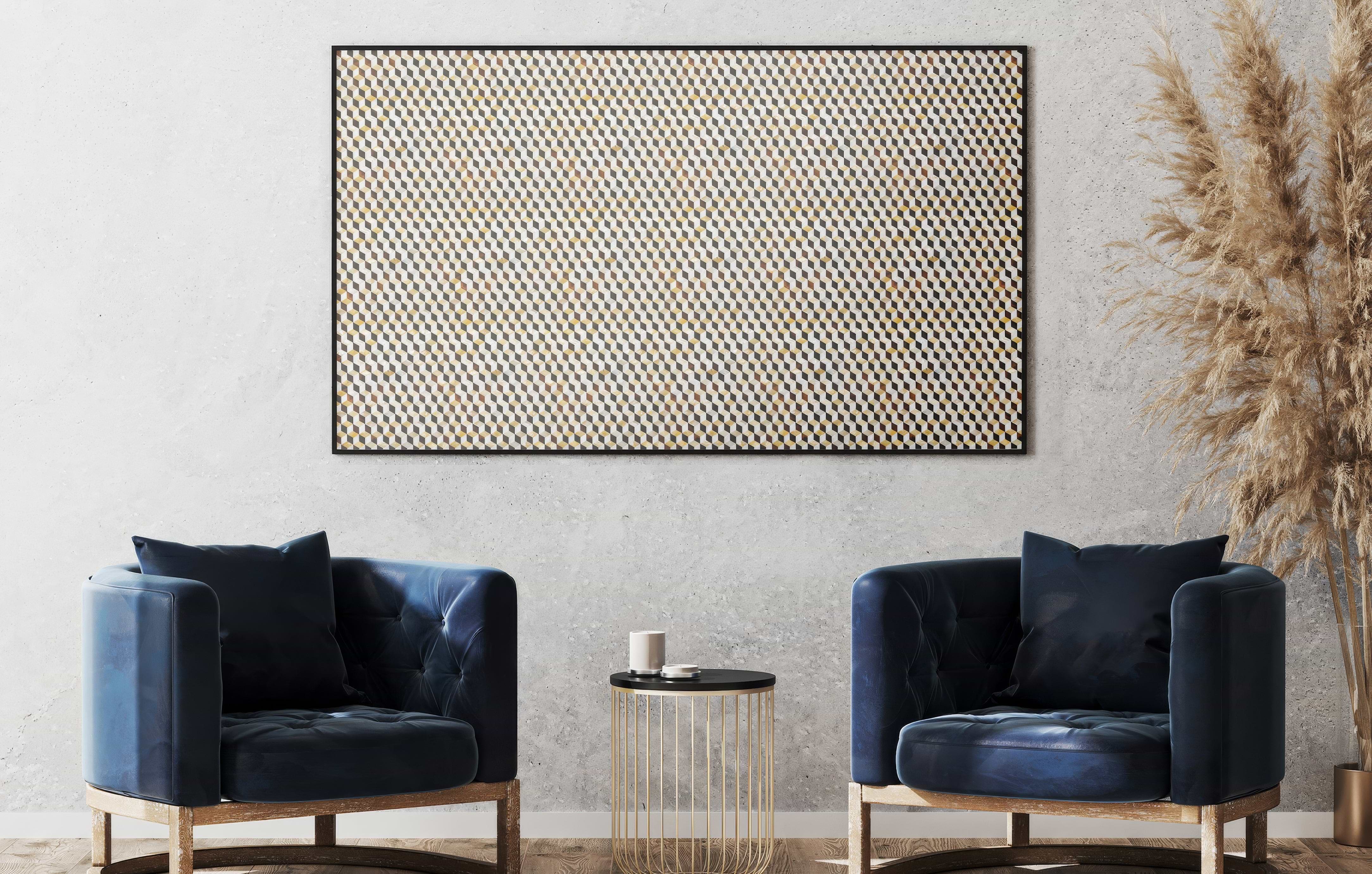 3d Golden Cube Panel - Hyperion Tiles