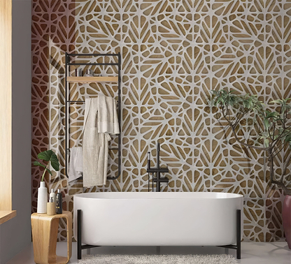White Lattice Tiles Wooden Shower Panel By Hyperion Tiles