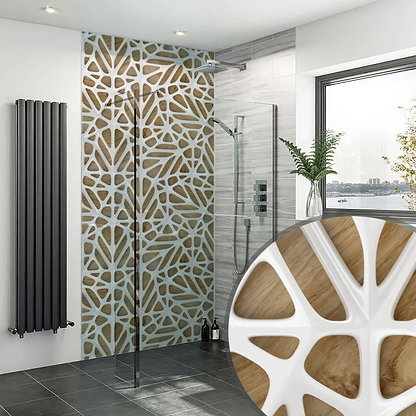 White Lattice Tiles Wooden Shower Panel By Hyperion Tiles