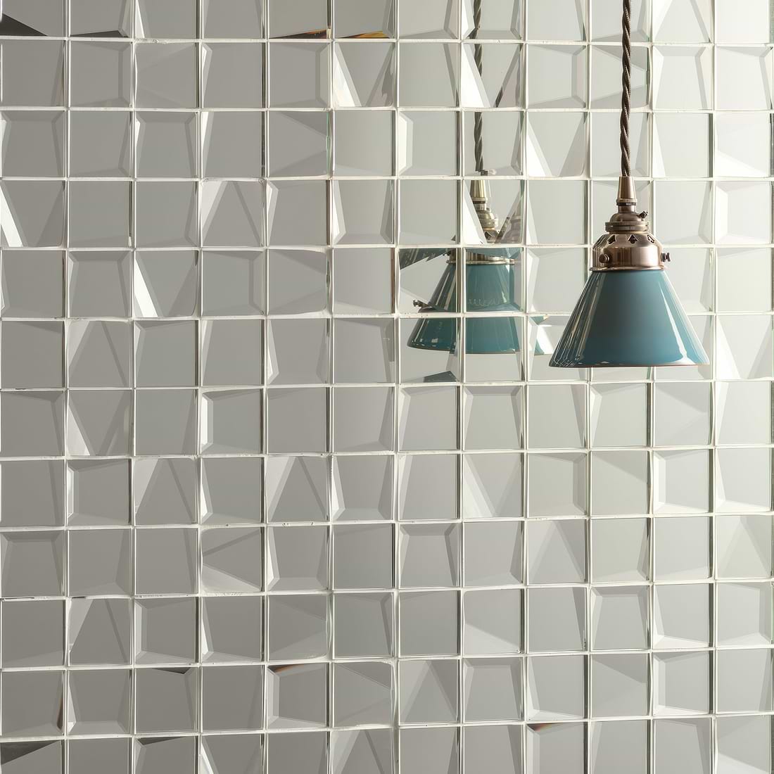 50mm Facet Mosaic Silver Mirror - Hyperion Tiles
