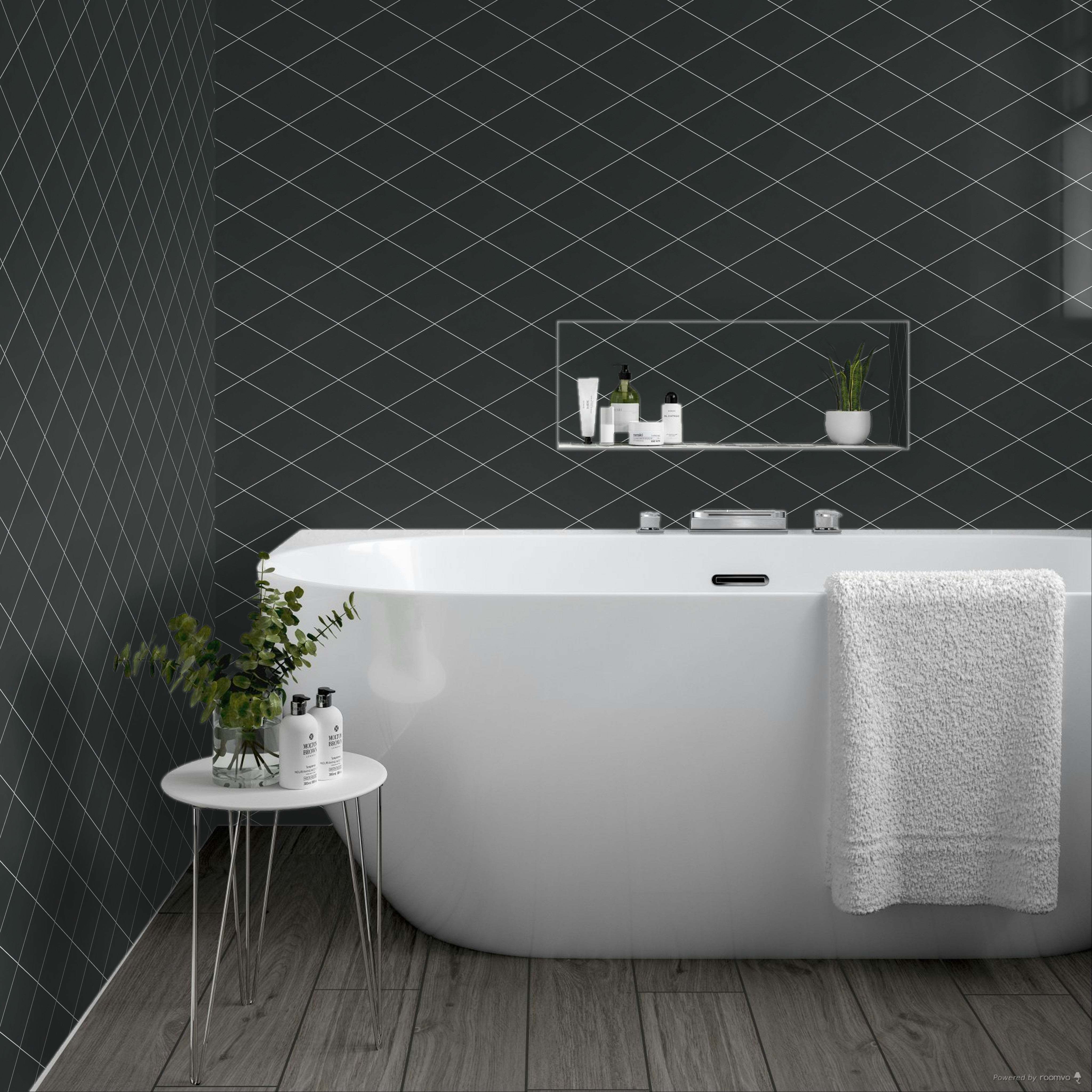 Rhomboid Steel Ceramic Wall Tile By Hyperion Tiles