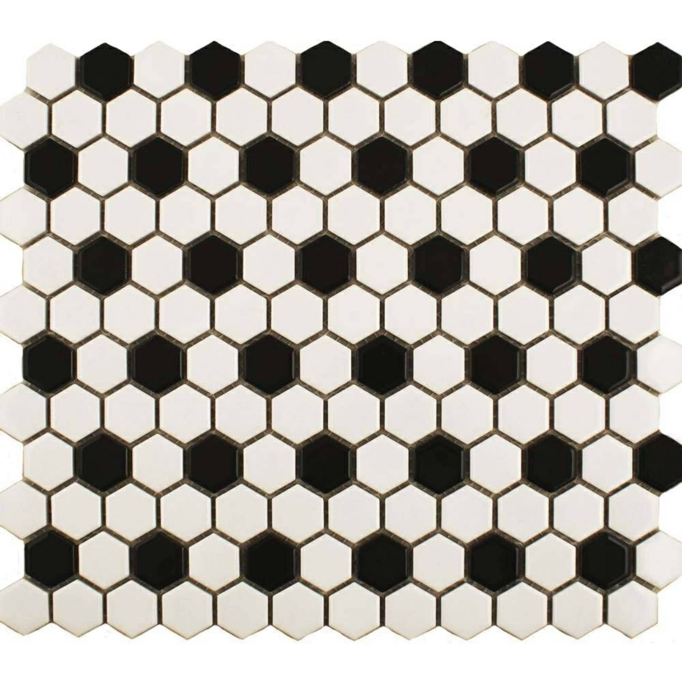 Black & White Honeycomb Floor Mosaic | Hexagon Mosaic | Hyperion Tiles