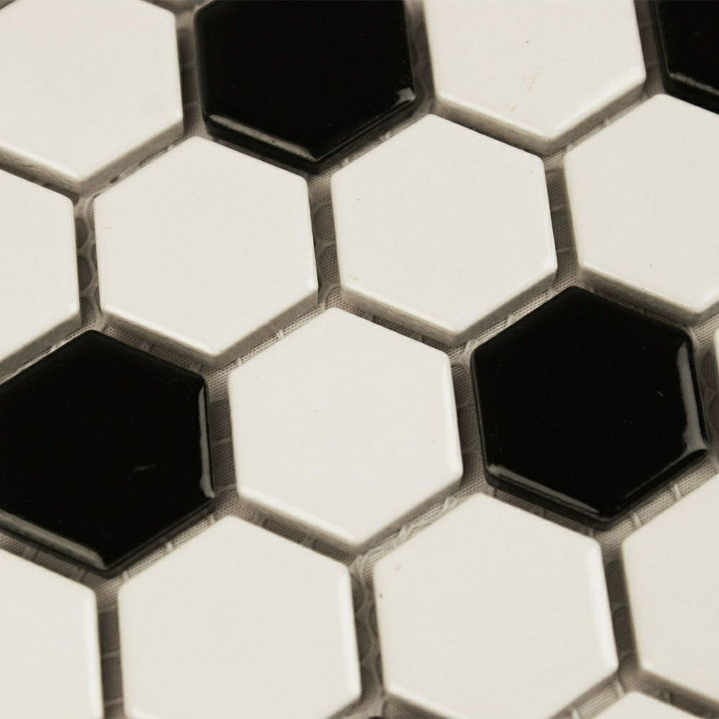 Black & White Honeycomb Floor Mosaic | Hexagon Mosaic | Hyperion Tiles