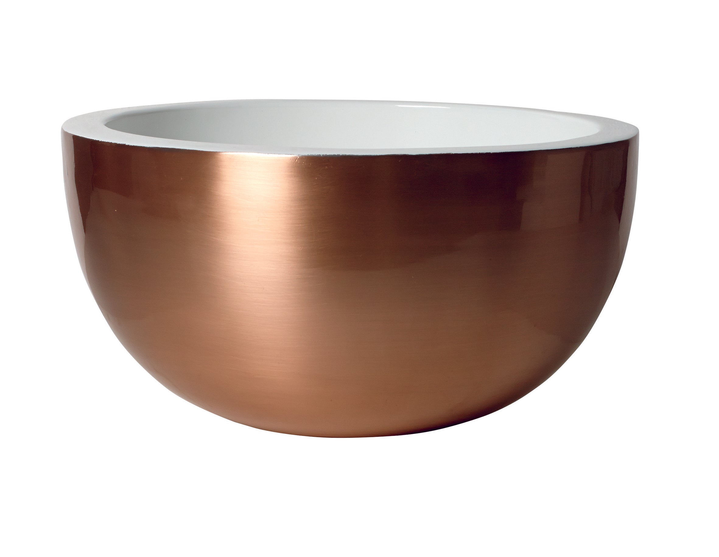 Cyprus Brushed Copper & White Enamel Bowl with Elegant Design and Smooth Finish