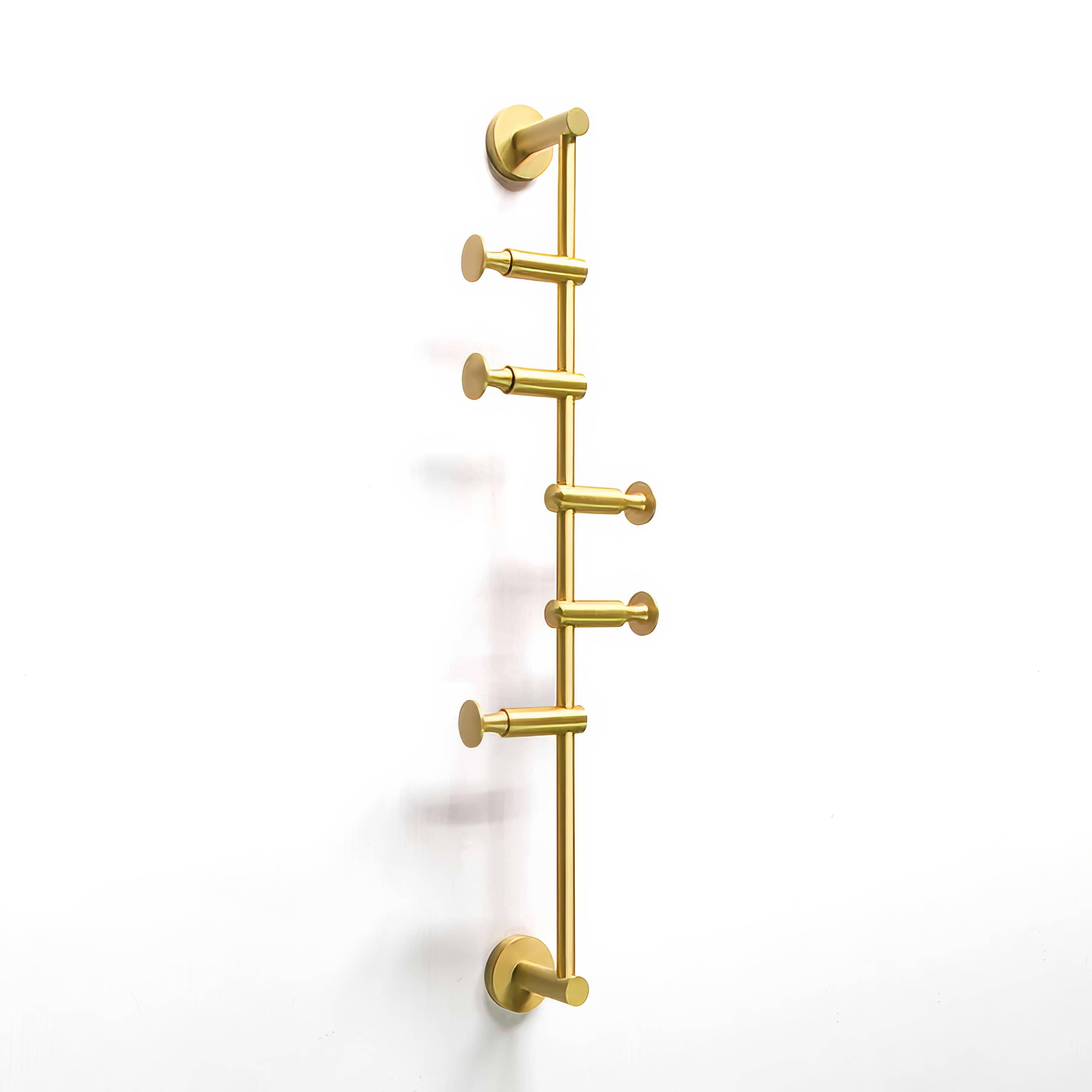 Archer Vertical Rail With 5 Hooks Satin Brass - Hyperion Tiles