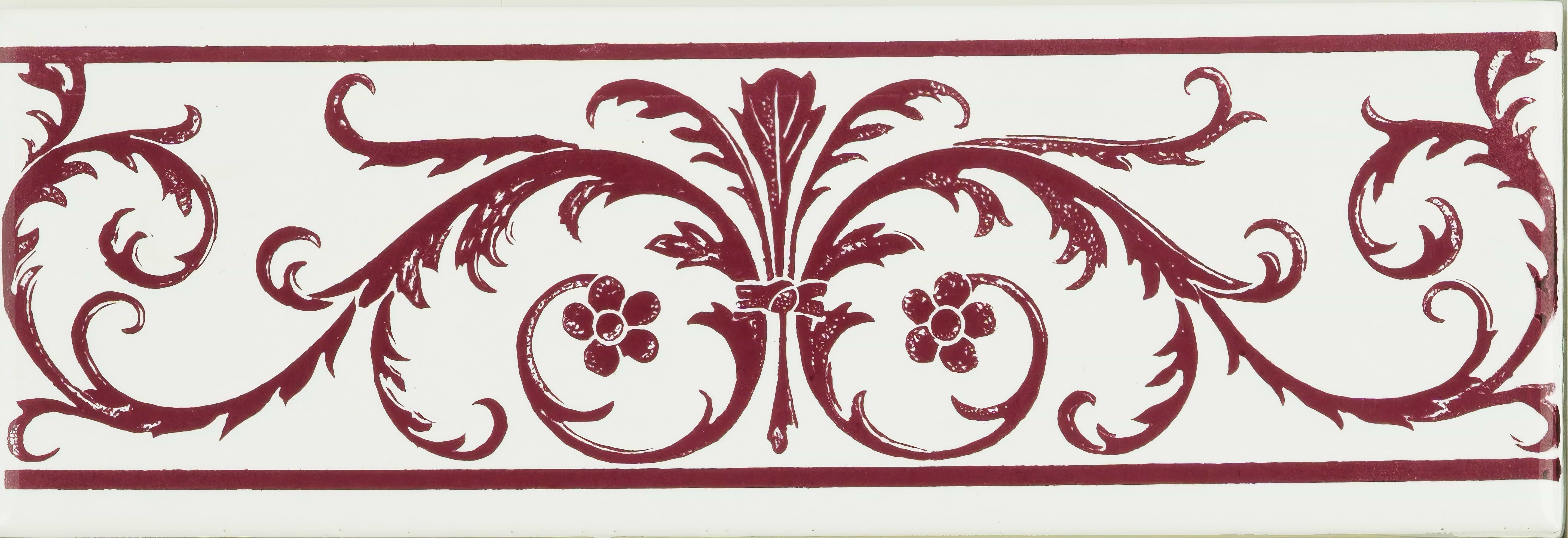 Acanthus Burgundy On Brilliant White - Hyperion Tiles