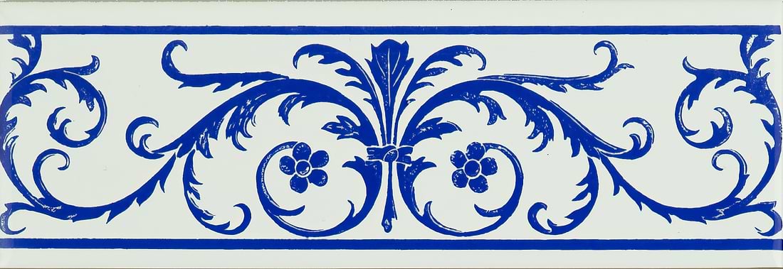 Acanthus Royal Blue On Brilliant White - Hyperion Tiles