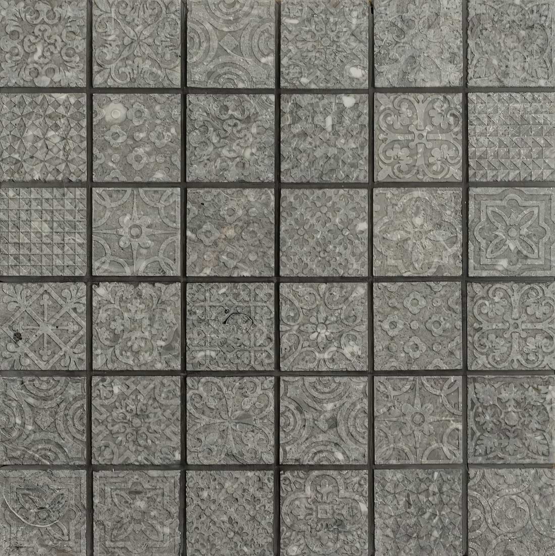 Alto Grey Marble Patterned Mosaic - Hyperion Tiles
