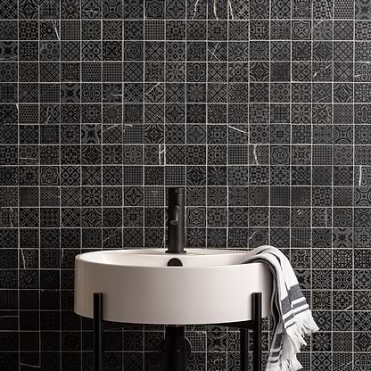 Alto Grey Marble Patterned Mosaic - Hyperion Tiles