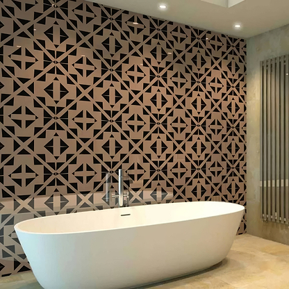 Art Deco Aztec Black Pink Shower Panel By Hyperion Tiles