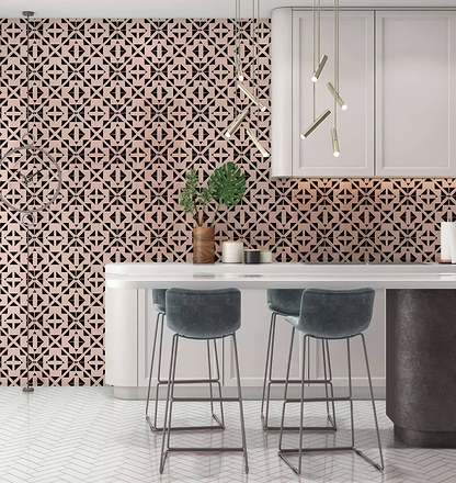 Art Deco Aztec Black Pink Shower Panel By Hyperion Tiles