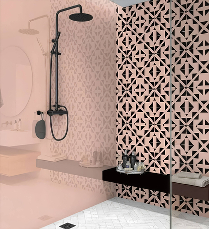 Art Deco Aztec Black Pink Shower Panel By Hyperion Tiles