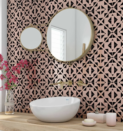 Art Deco Aztec Black Pink Shower Panel By Hyperion Tiles