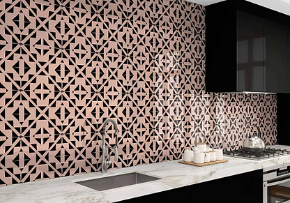 Art Deco Aztec Black Pink Shower Panel By Hyperion Tiles