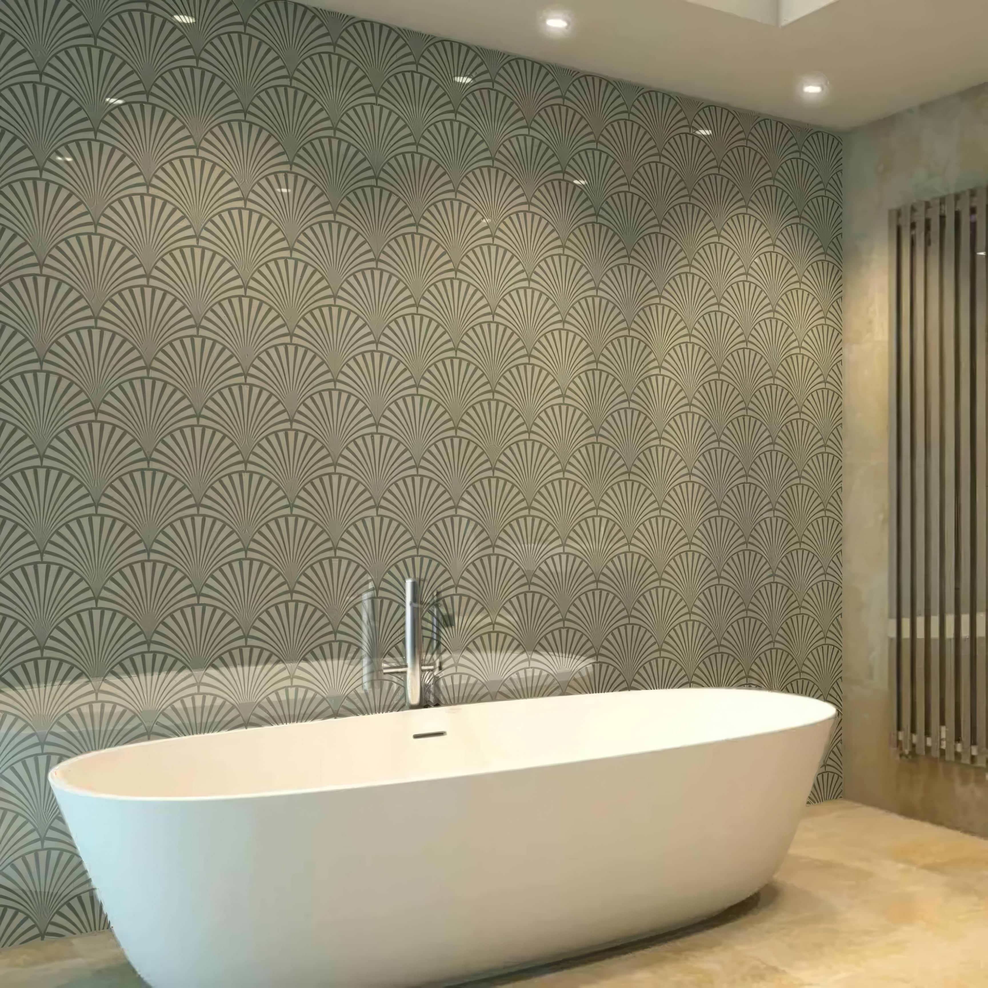 Art Deco Decorative Fan Shower Panel By Hyperion Tiles