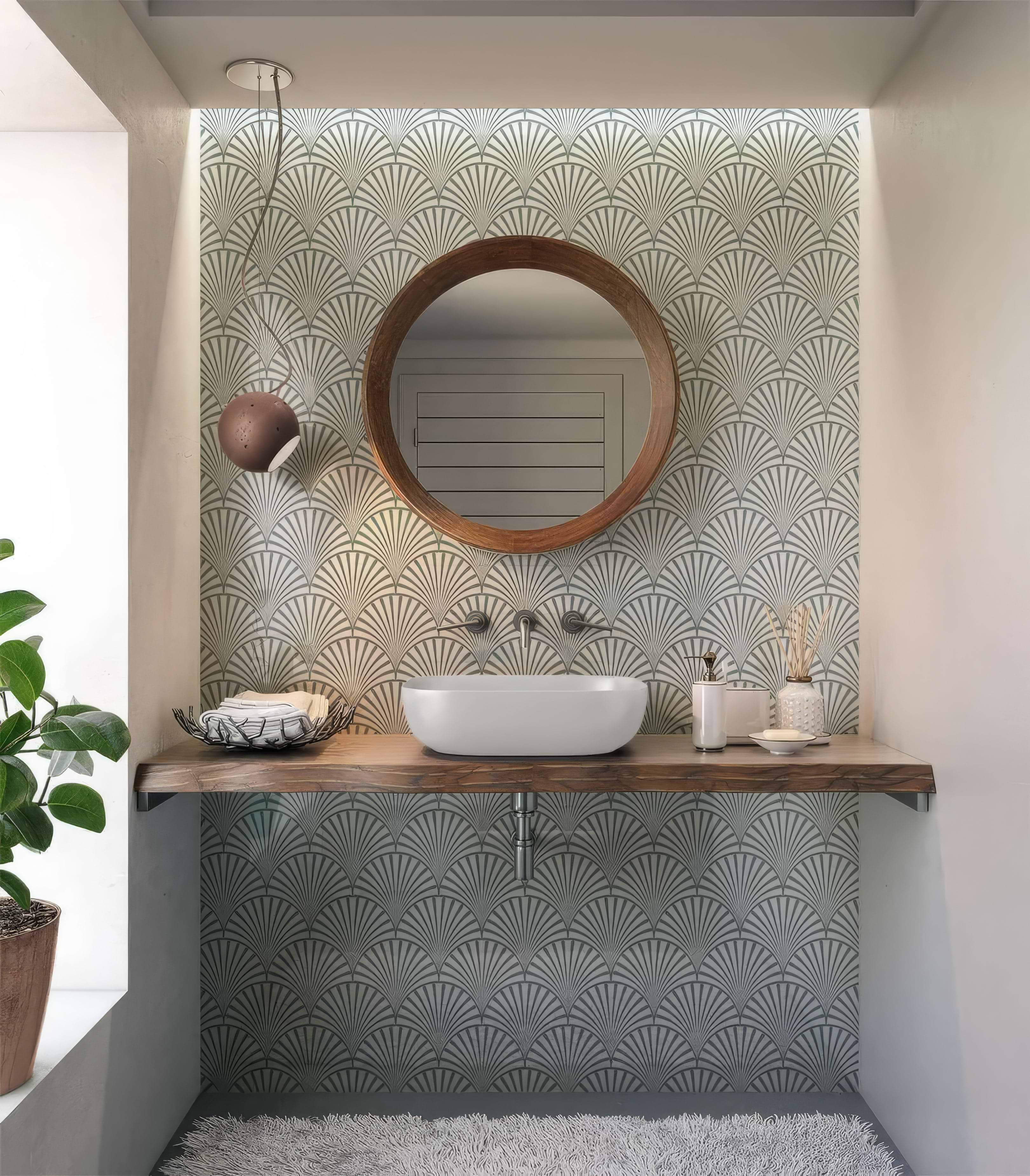Art Deco Decorative Fan Shower Panel By Hyperion Tiles