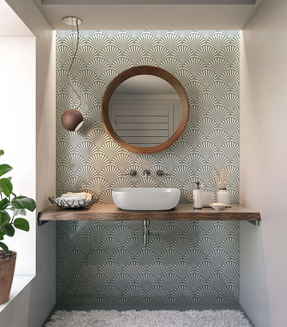 Art Deco Decorative Fan Shower Panel By Hyperion Tiles