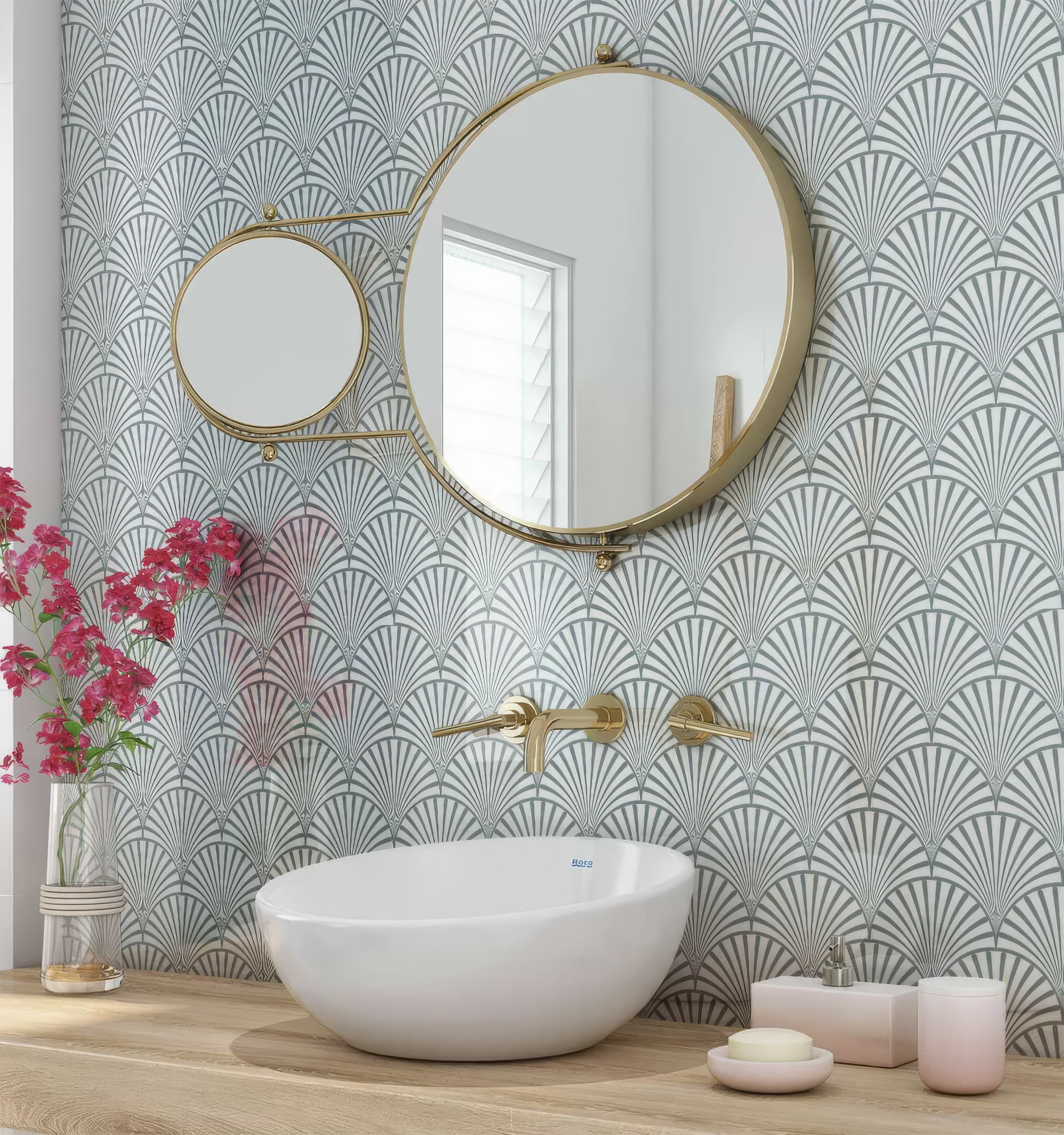 Art Deco Decorative Fan Shower Panel By Hyperion Tiles