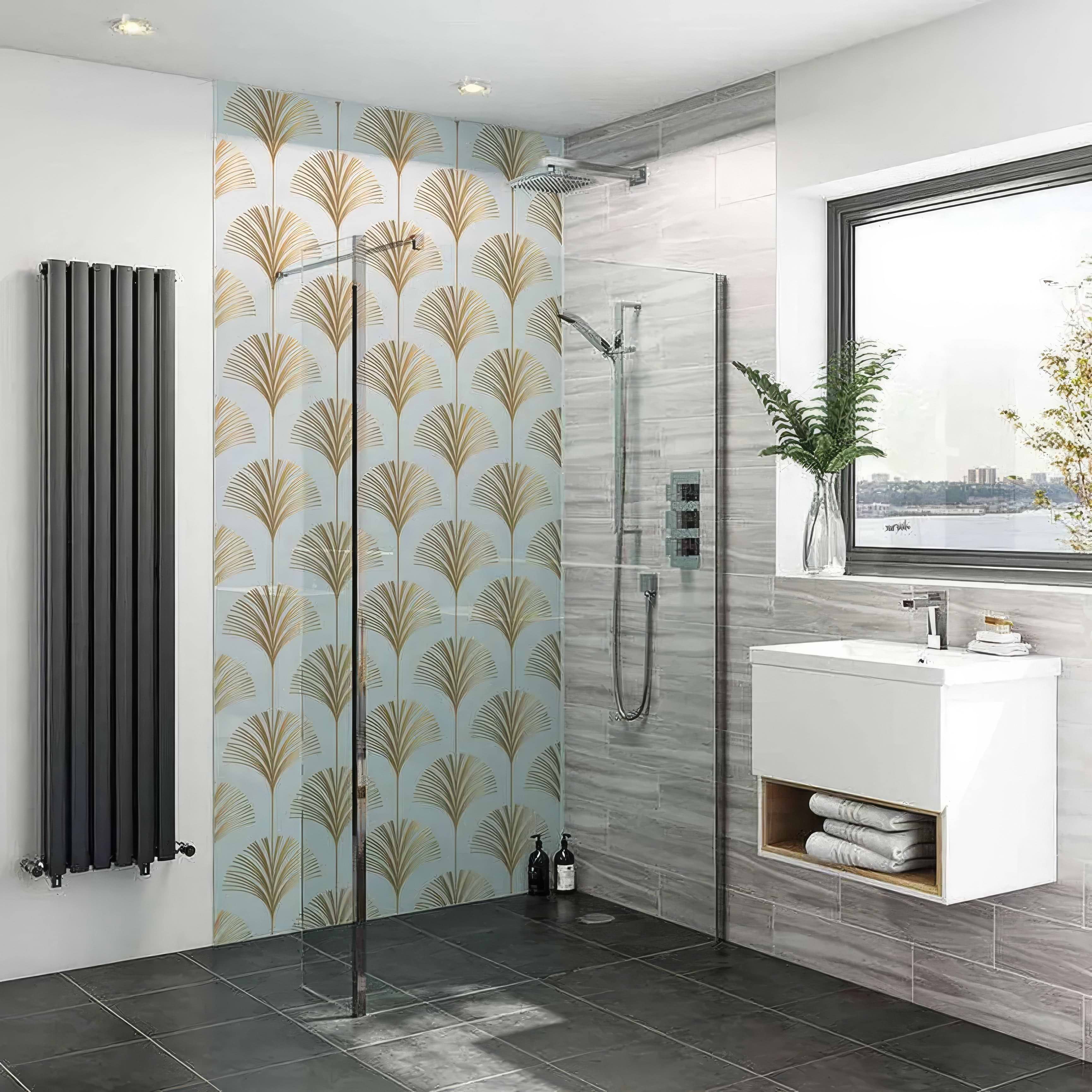Art Deco Palm Martini Shower Panel By Hyperion Tiles