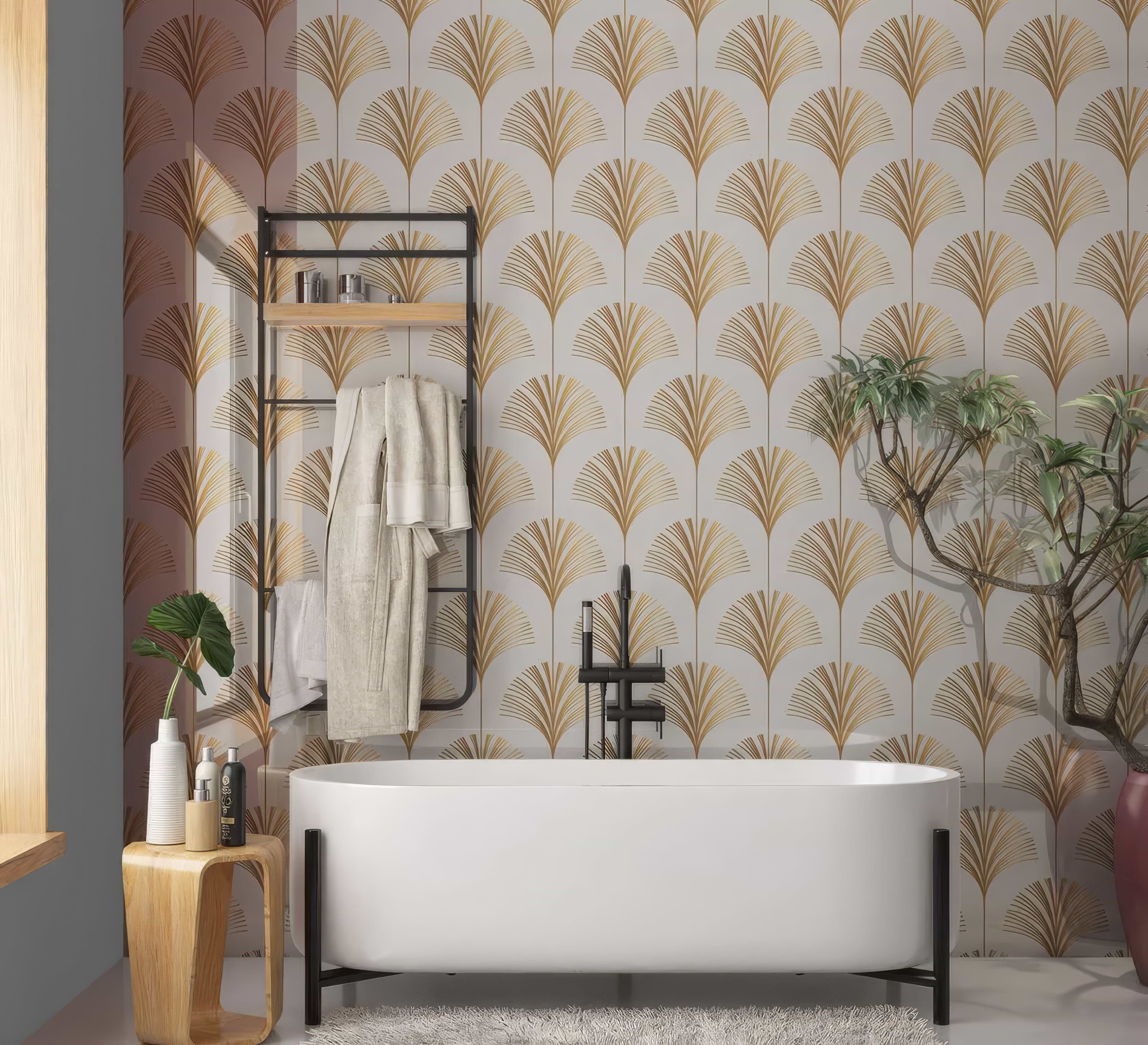 Art Deco Palm Martini Shower Panel By Hyperion Tiles