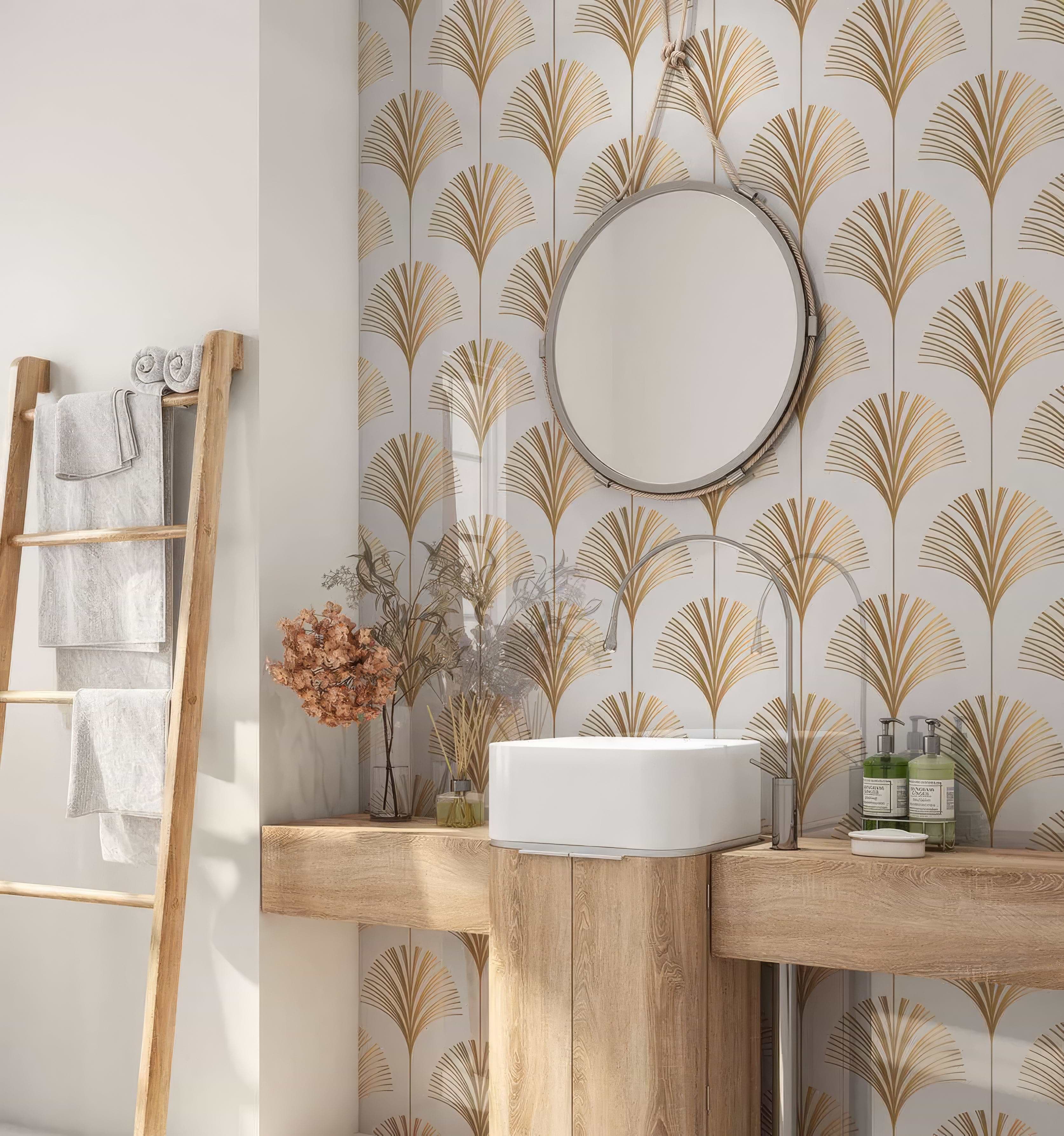 Art Deco Palm Martini Shower Panel By Hyperion Tiles