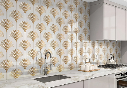 Art Deco Palm Martini Shower Panel By Hyperion Tiles