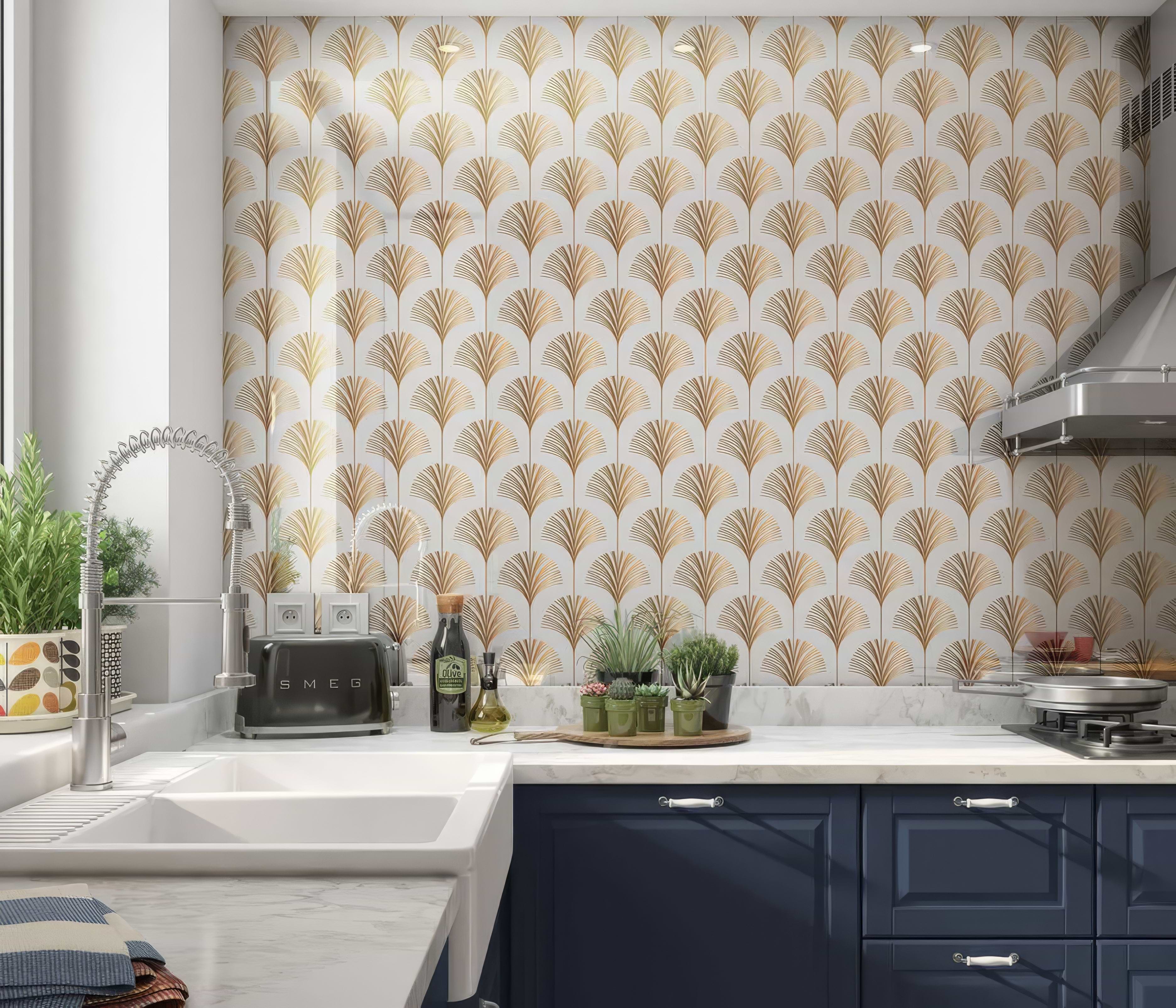 Art Deco Palm Martini Shower Panel By Hyperion Tiles