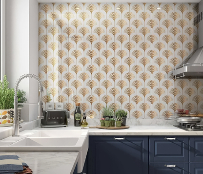 Art Deco Palm Martini Shower Panel By Hyperion Tiles