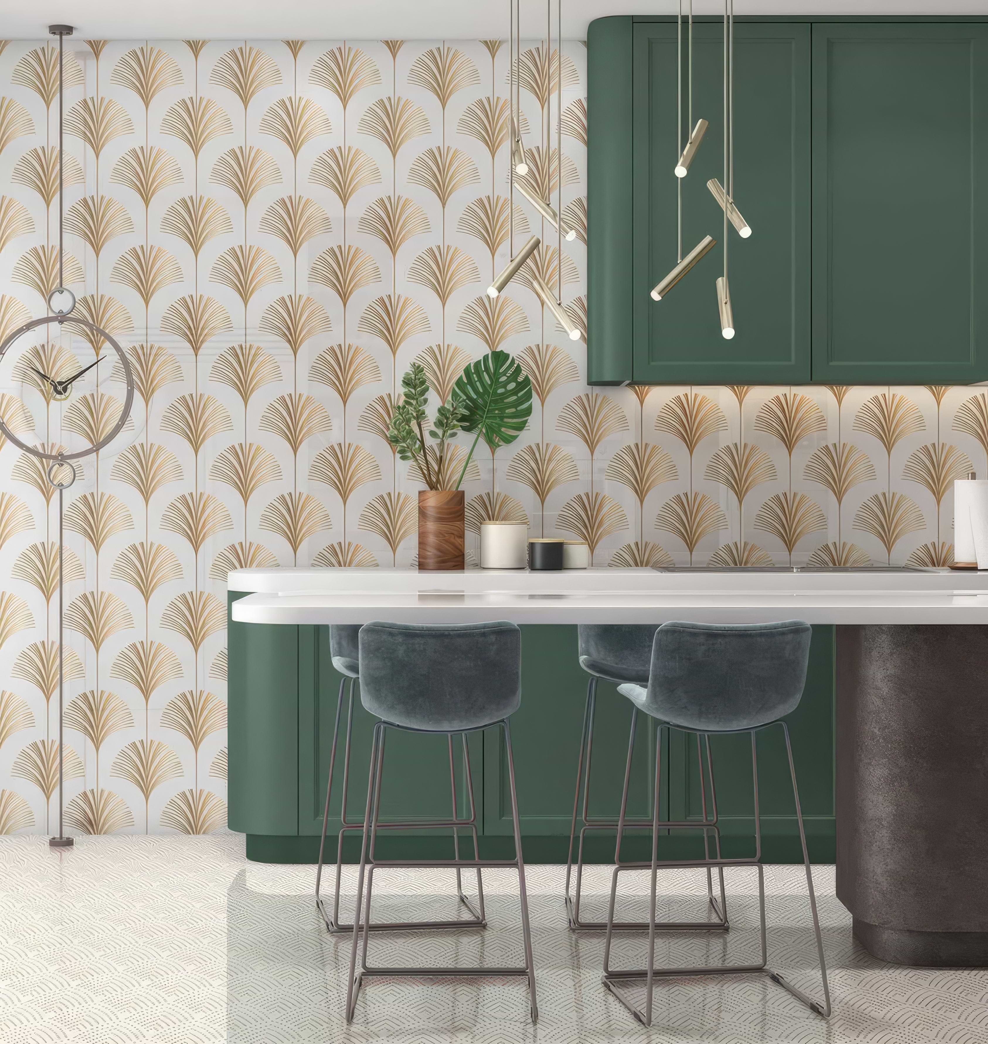 Art Deco Palm Martini Shower Panel By Hyperion Tiles