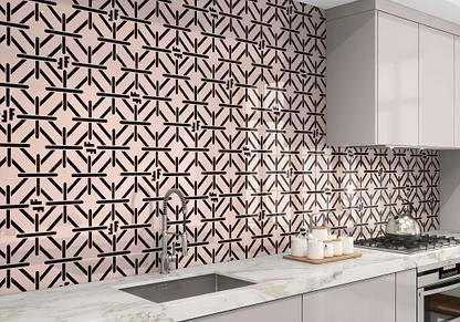 Art Deco Fashion Pink Black Shower Panel By Hyperion Tiles
