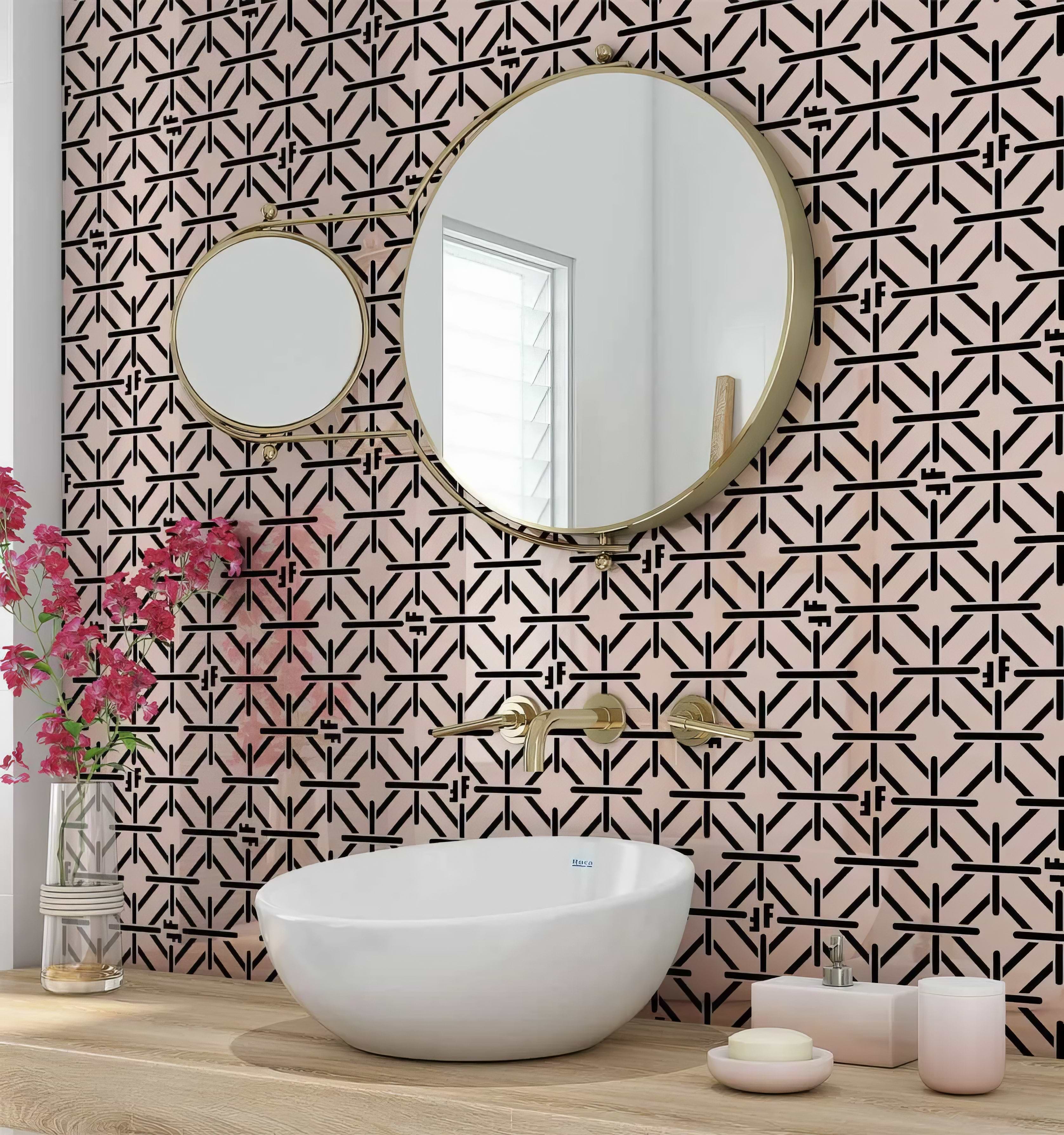 Art Deco Fashion Pink Black Shower Panel By Hyperion Tiles