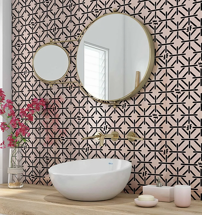 Art Deco Fashion Pink Black Shower Panel By Hyperion Tiles