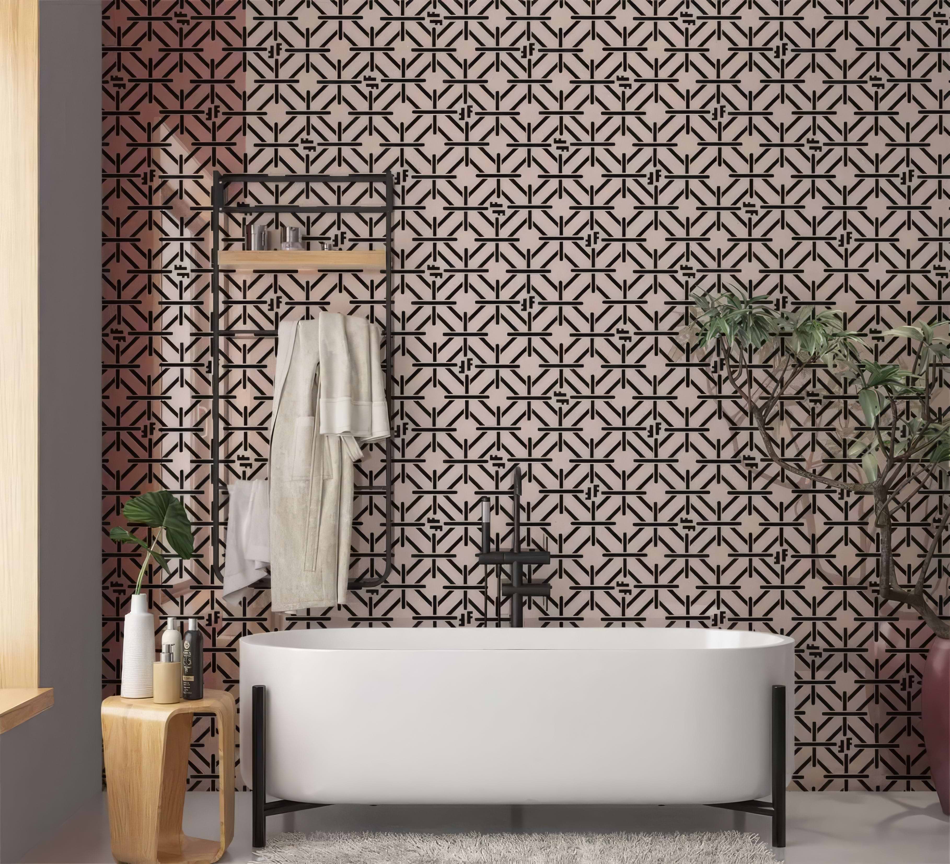 Art Deco Fashion Pink Black Shower Panel By Hyperion Tiles
