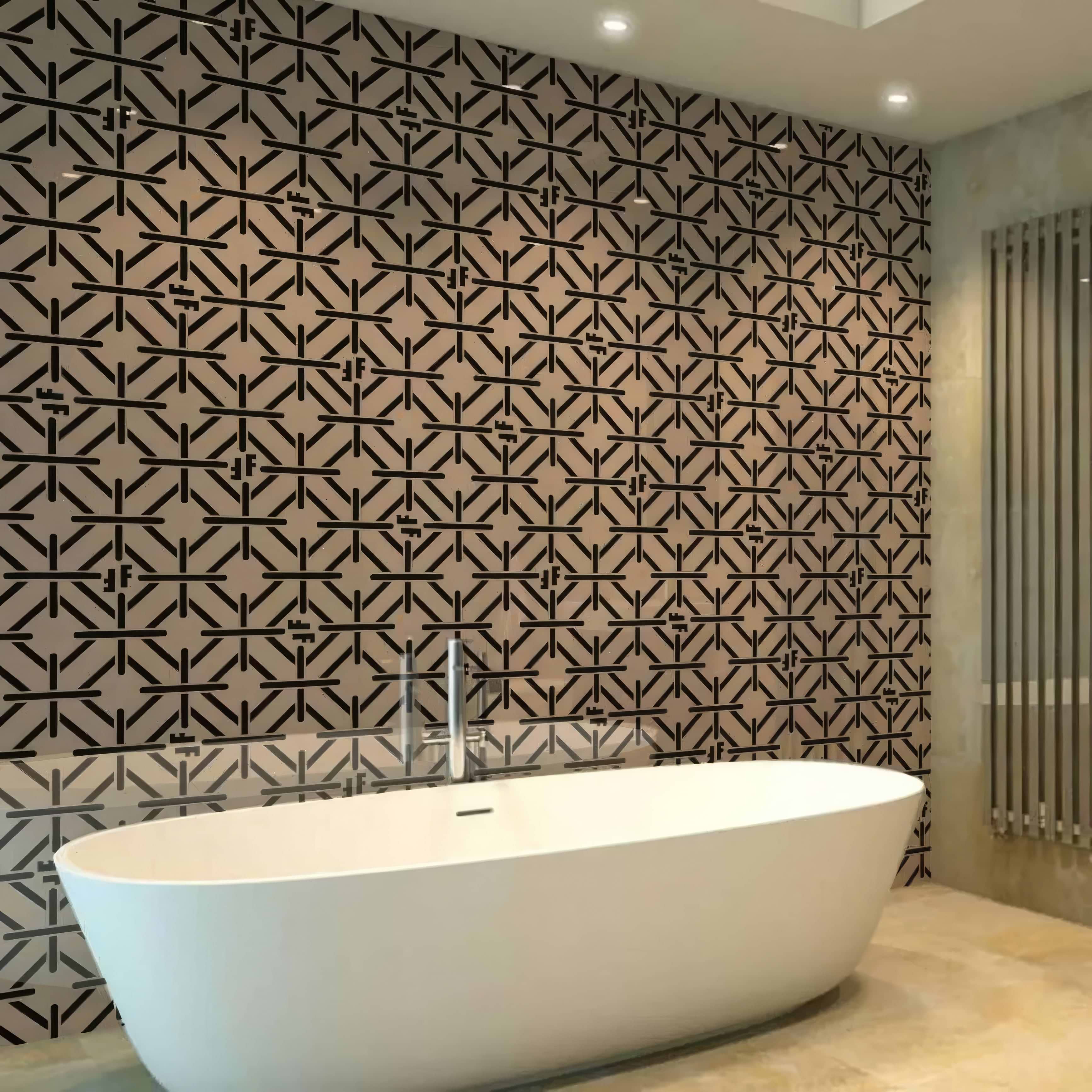 Art Deco Fashion Pink Black Shower Panel By Hyperion Tiles