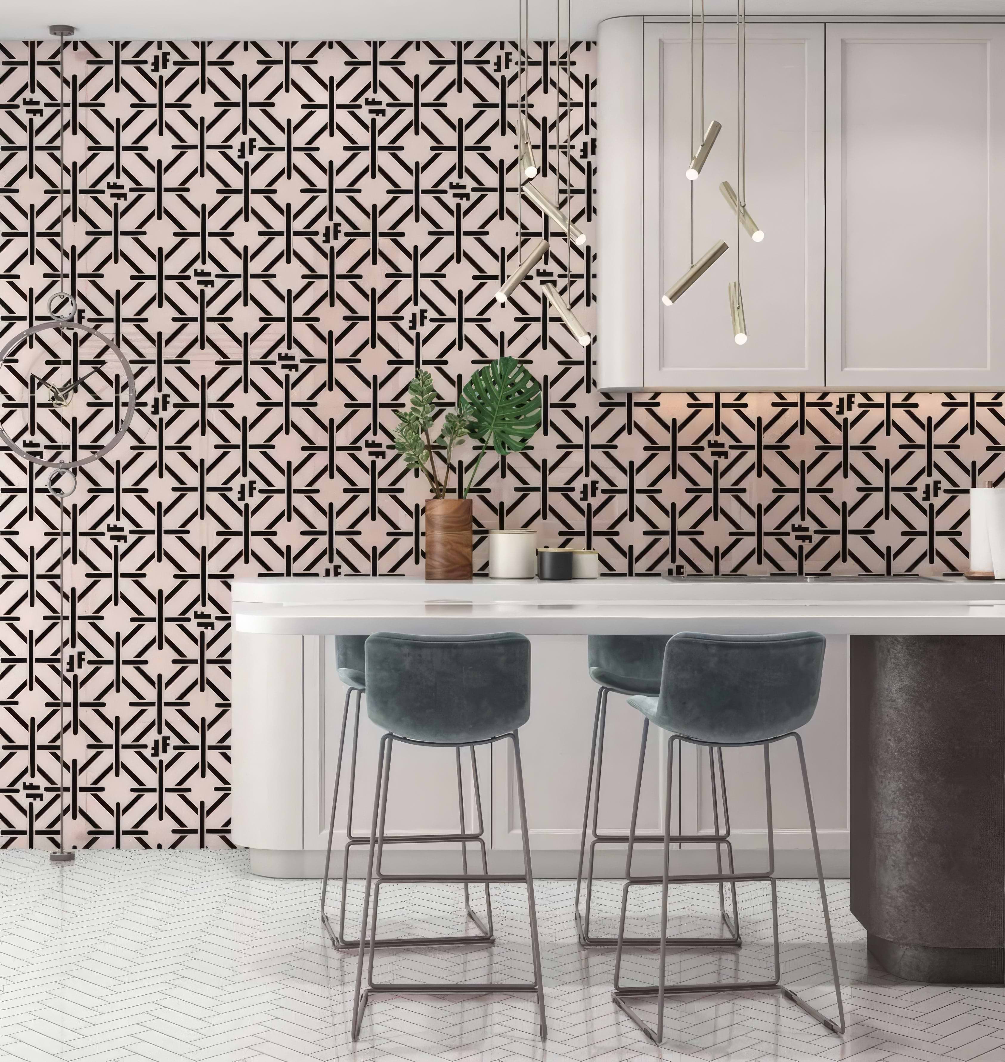 Art Deco Fashion Pink Black Shower Panel By Hyperion Tiles