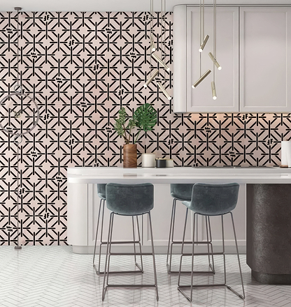 Art Deco Fashion Pink Black Shower Panel By Hyperion Tiles