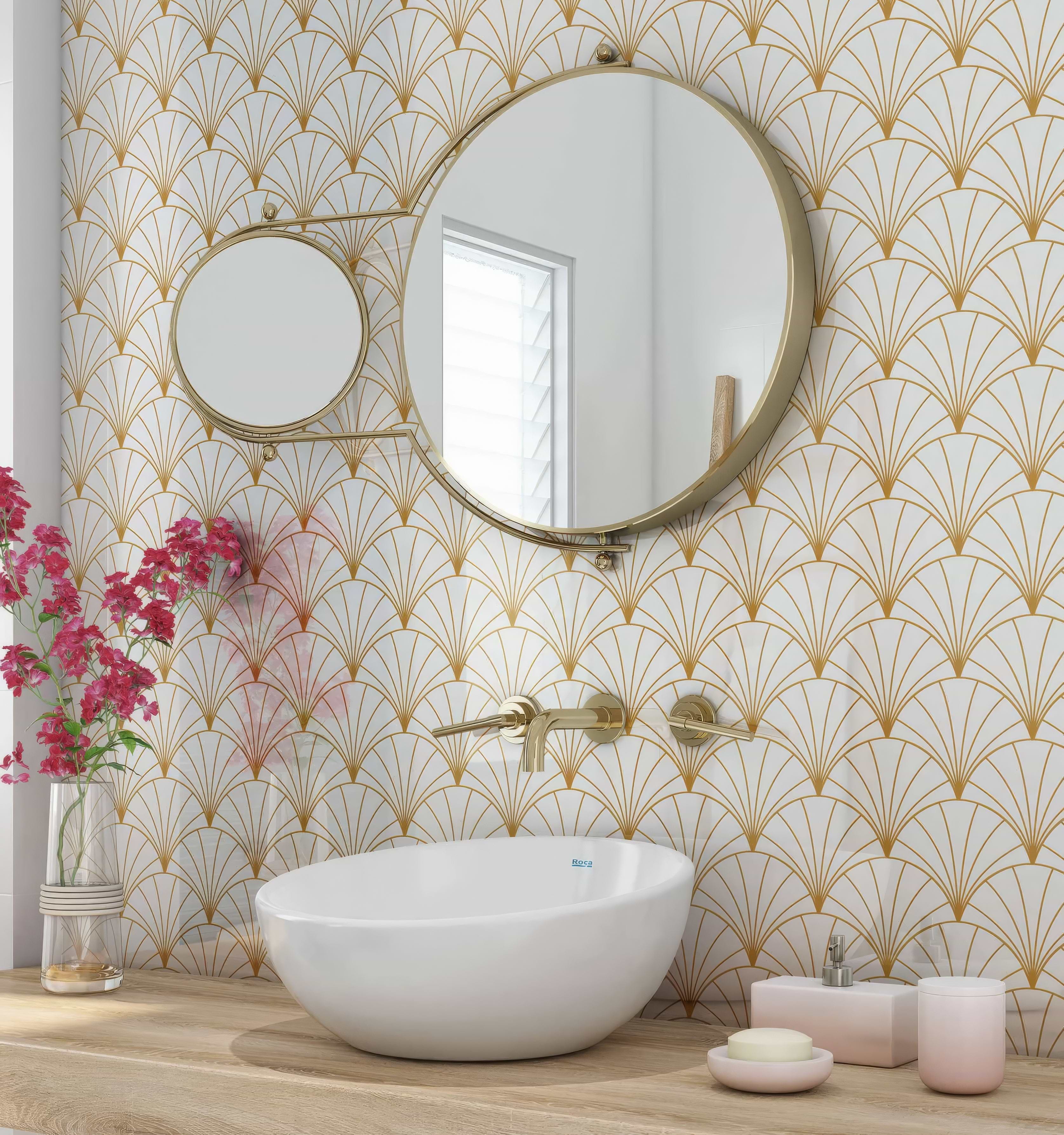 Art Deco Sunrise Fan Shower Panel By Hyperion Tiles